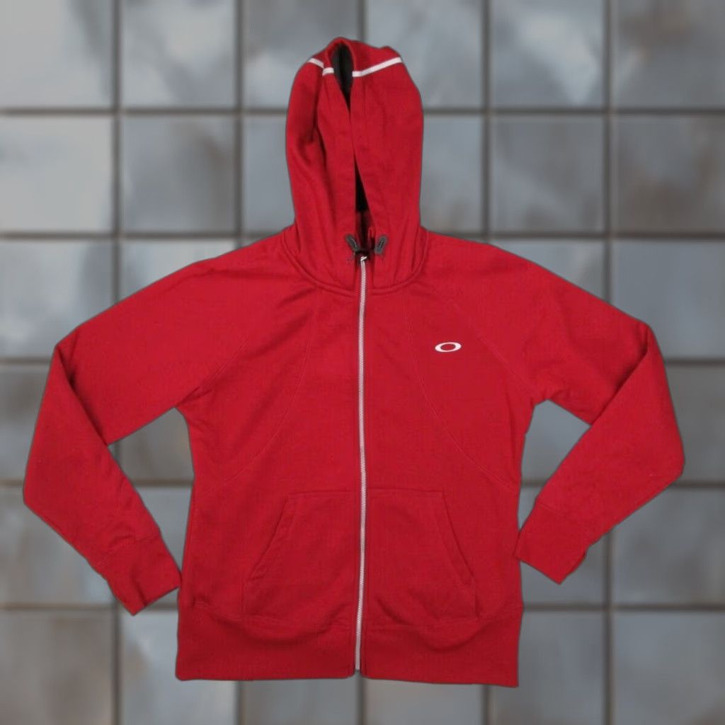 Oakley Oakley Jacket Womens Large Red Full Zip Hooded Fleece Colorful Active Outdoor Jacket Size L / US 10 / IT 46 - 1 Thumbnail