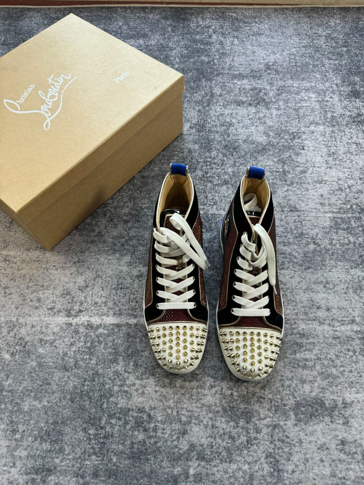 Christian Louboutin Christian Louboutin Red Blue High-Top Sneakers Size US 8.5 / IT 38.5 - 1 Thumbnail