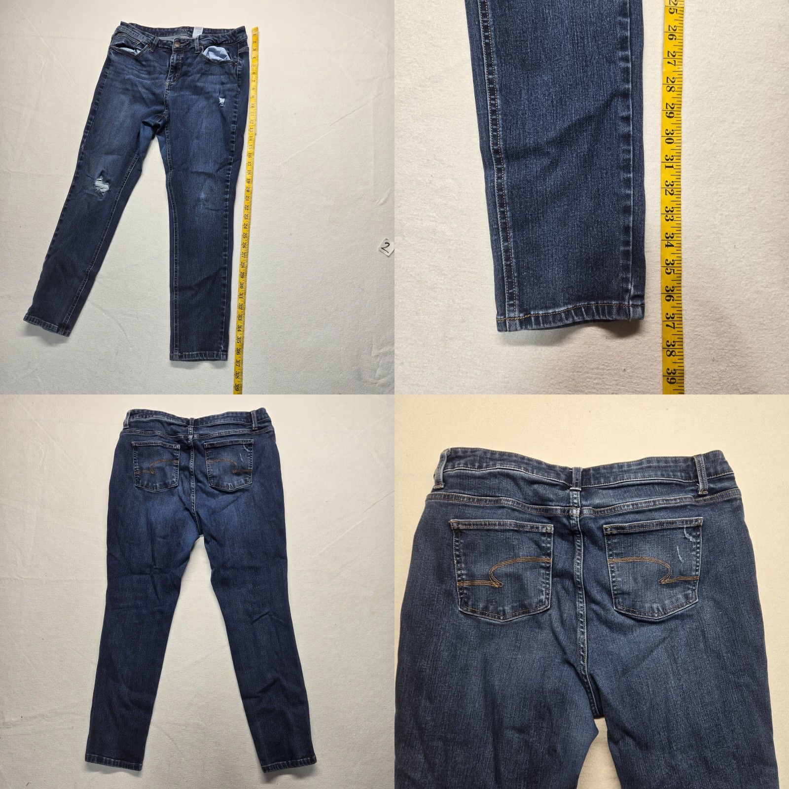 Vintage Time And Tru Jeans Denim Blue Dark Wash Skinny Mid Rise 16 Regular Women Blue Stretch Pockets 2010s Jeans Women Size 38" / US 16 / IT 52 - 8 Thumbnail
