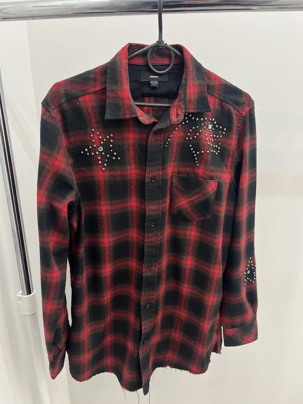 Diesel Diesel Cotton Flannel Distressed Application Button Up Shirt Size US S / EU 44-46 / 1 - 1 Thumbnail