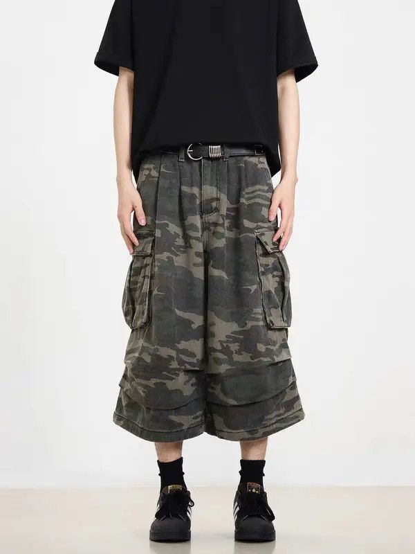 Japanese Brand VIBE Casual cargo shorts with camouflage wide-leg pockets Size US 30 / EU 46 - 3 Thumbnail