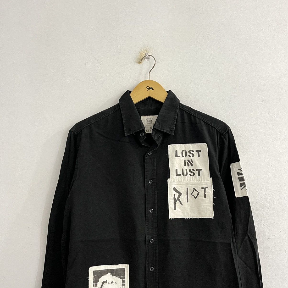 Japanese Brand Attention Emo Gothic Badges Button Up Shirt Size US M / EU 48-50 / 2 - 2 Thumbnail