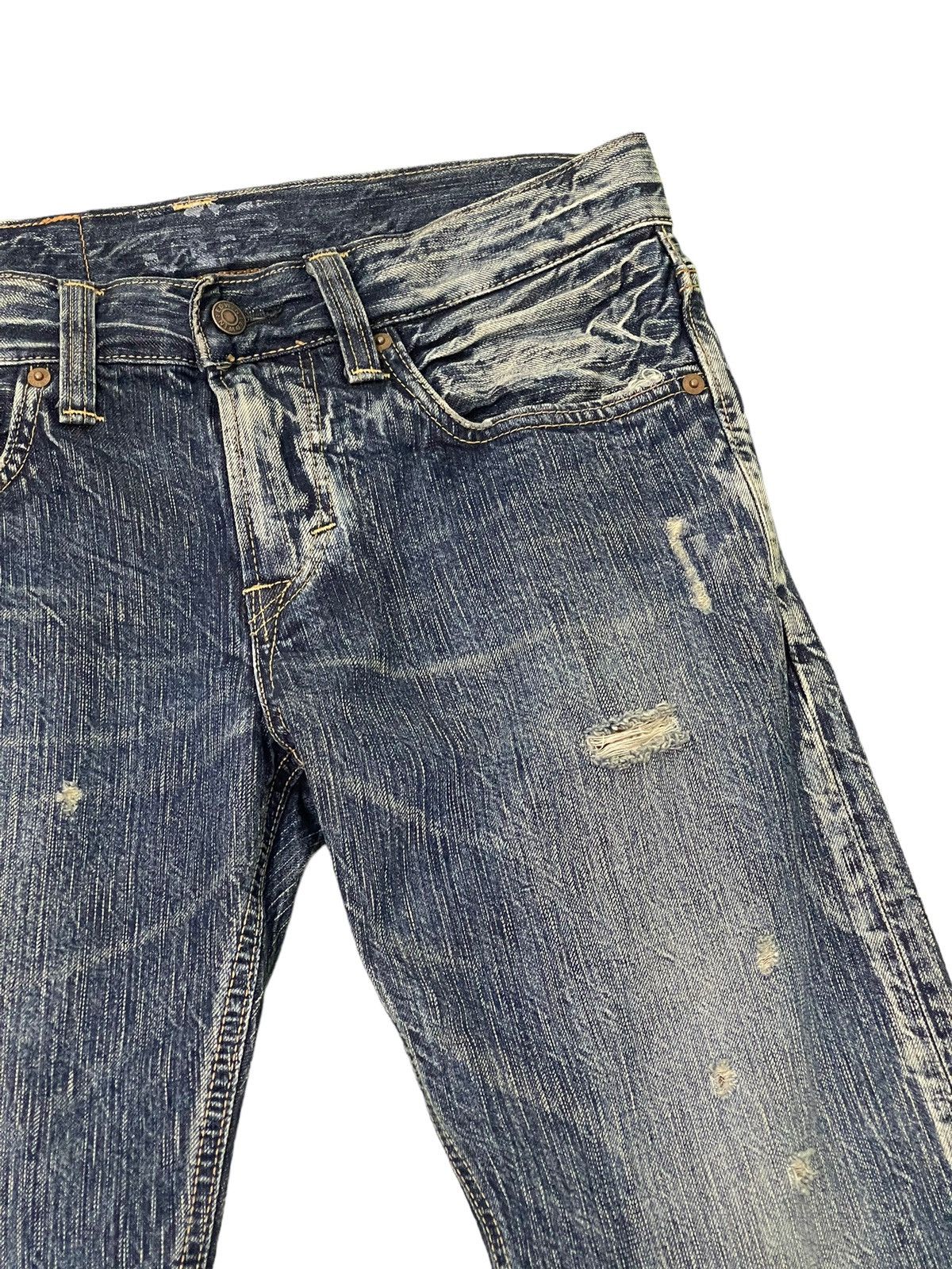 Edwin Stone Wash Jeans Edwin Japan Faded Distress Slim 8🟦2 Size US 31 - 7 Thumbnail