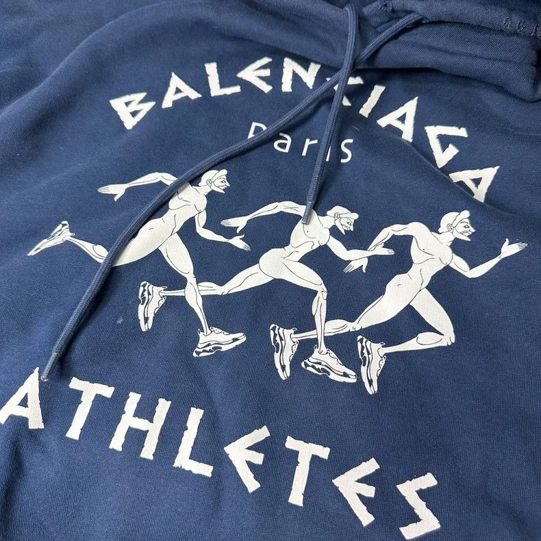 Balenciaga Balenciaga Blue destruction makes old marathon hooded swea Size US XS / EU 42 / 0 - 3 Thumbnail