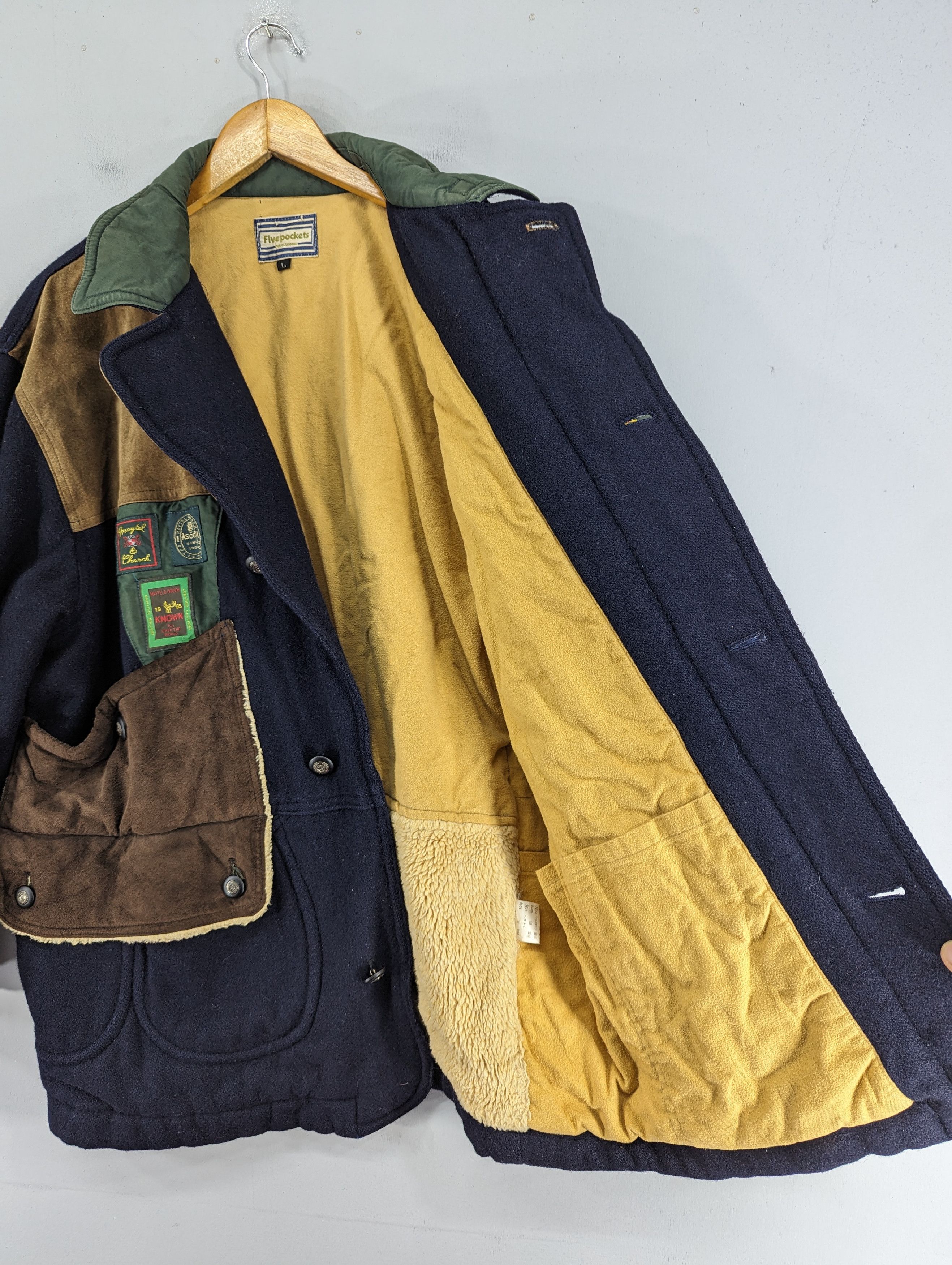 Japanese Brand Vintage Five Pockets Wool/Leather Patches Jacket Size US L / EU 52-54 / 3 - 10 Thumbnail