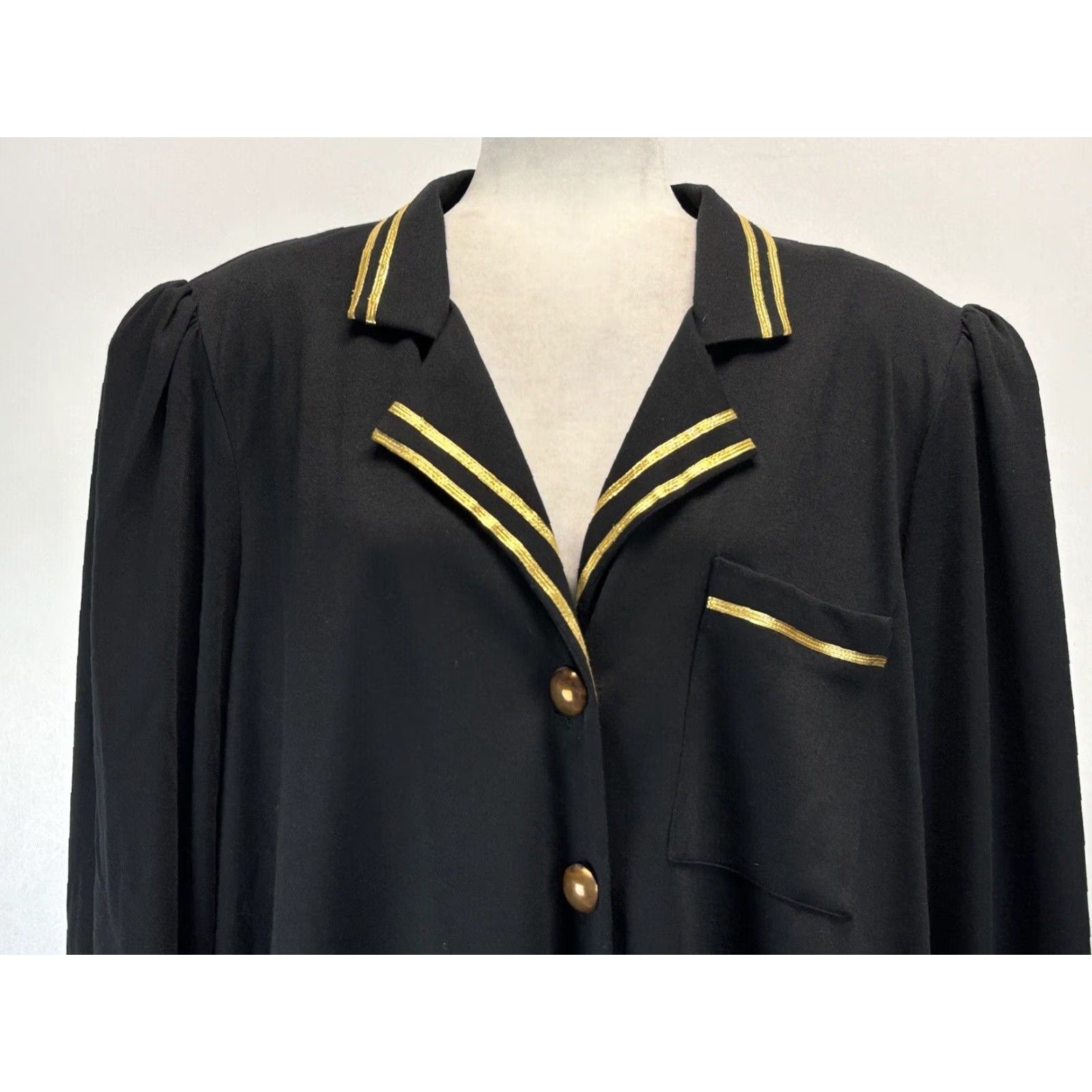 Nautica VINTAGE Chez California Midi Dress 24W Plus Black Nautical Front Button Shirt Dress Womens Size 4XL / US 24-26 - 5 Thumbnail