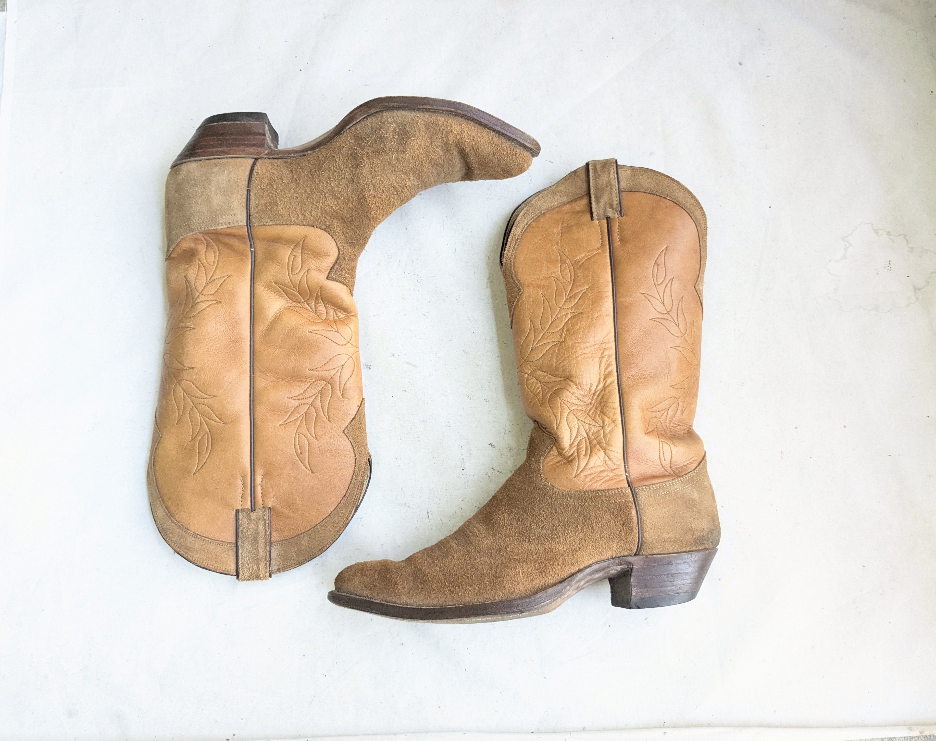 Justin Boots Justin Cowboy Boots Brown 11 D Suede Leather Size US 11 / EU 44 - 1 Thumbnail