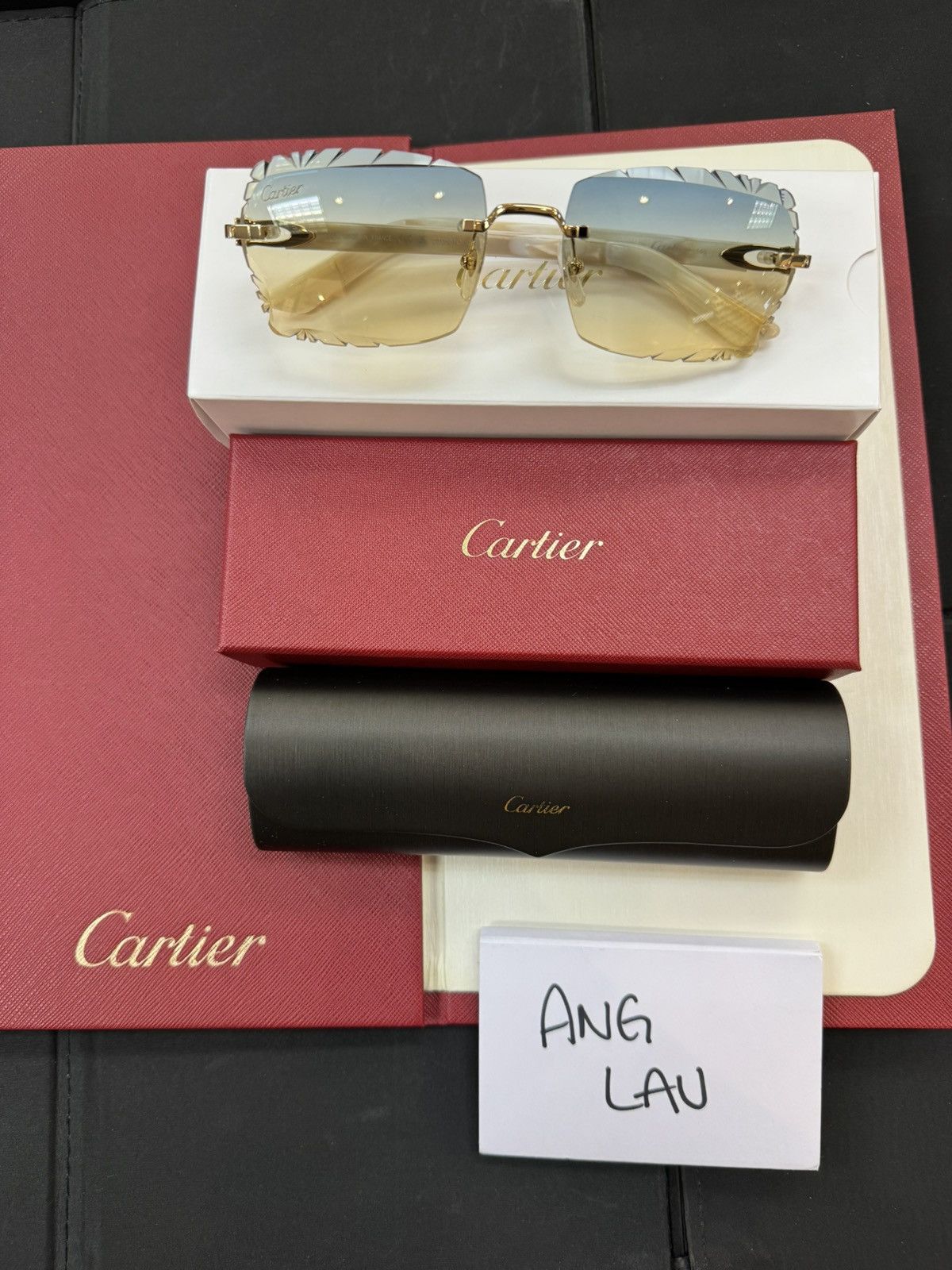 Cartier Cartier White Composite with Custom Diamond Cut Lenses Size ONE SIZE - 2 Thumbnail