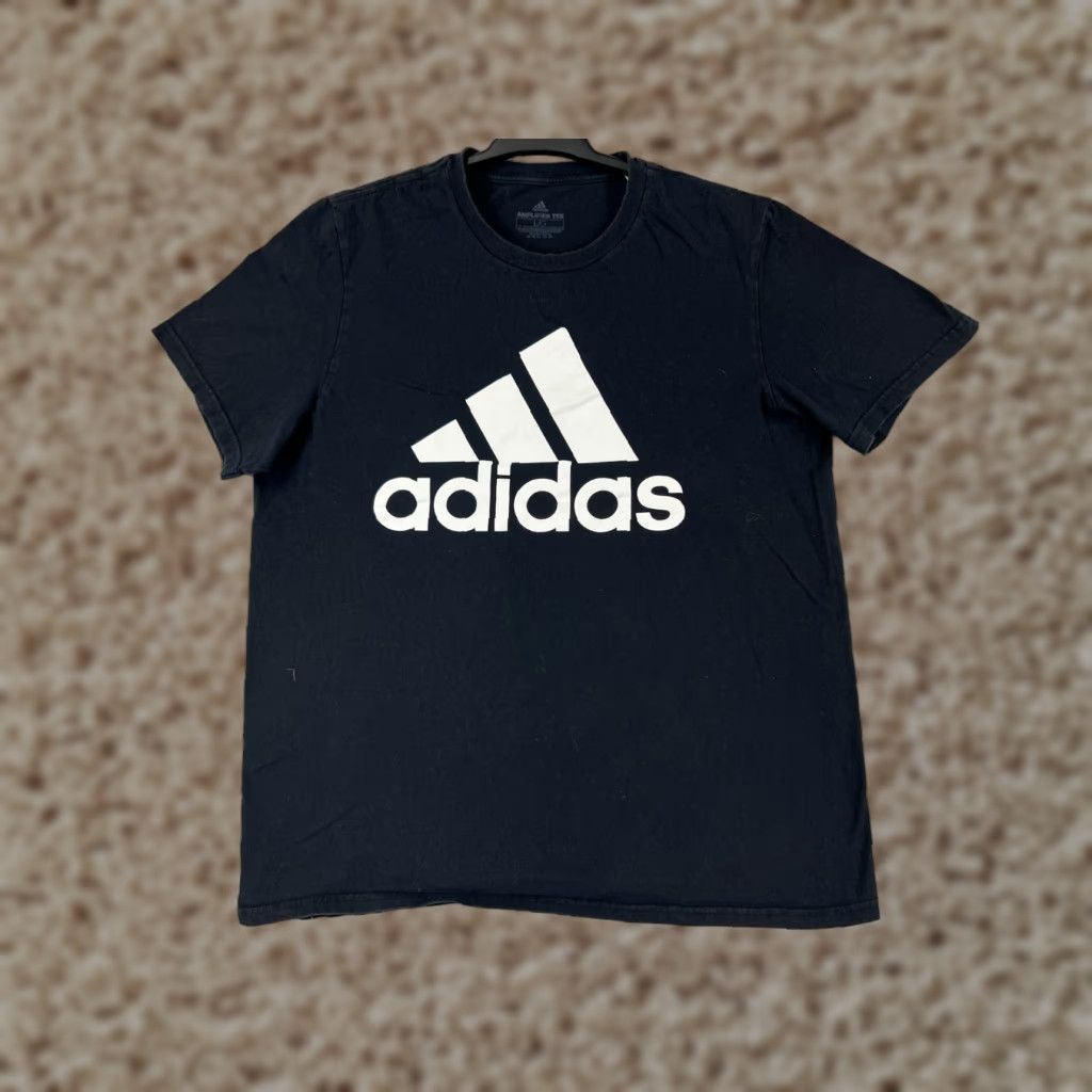 Adidas Adidas Shirt Men Large Black Spellout Logo Short Sleeve Crew Neck 100% Cotton Size US L / EU 52-54 / 3 - 1 Thumbnail