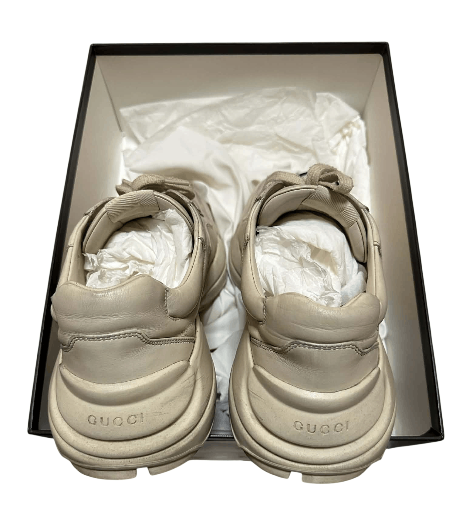 Gucci Gucci Rhyton Sneakers Ivory Distressed Leather Size US 12.5 / EU 45-46 - 9 Thumbnail