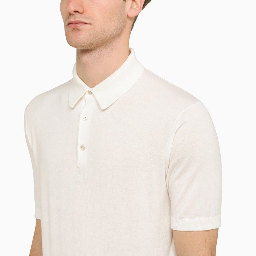 Loro Piana o1d2blof0424 Short-Sleeved Polo Shirt in White Size US L / EU 52-54 / 3 - 4 Thumbnail