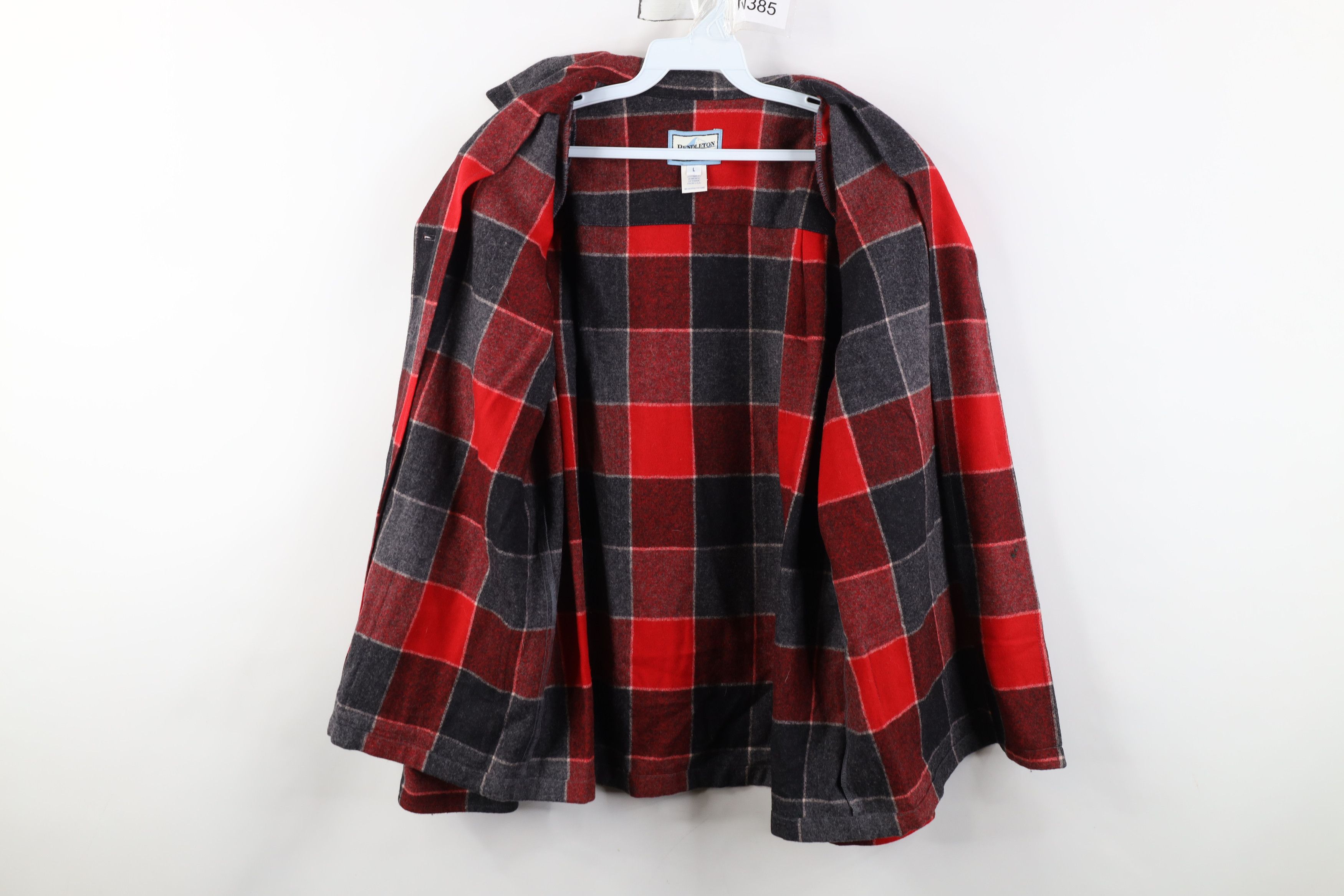 Pendleton Vintage 90s Pendleton Button Shirt Blazer Jacket Red Plaid Size L / US 10 / IT 46 - 9 Thumbnail