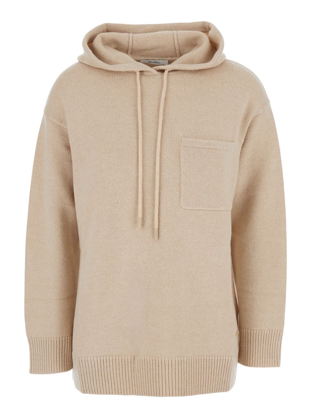 Max Mara 'Liana' Beige Sweater with Drawstring Hood and Dropped Shoulders in Cashmere Woman Size M / US 6-8 / IT 42-44 - 1 Thumbnail