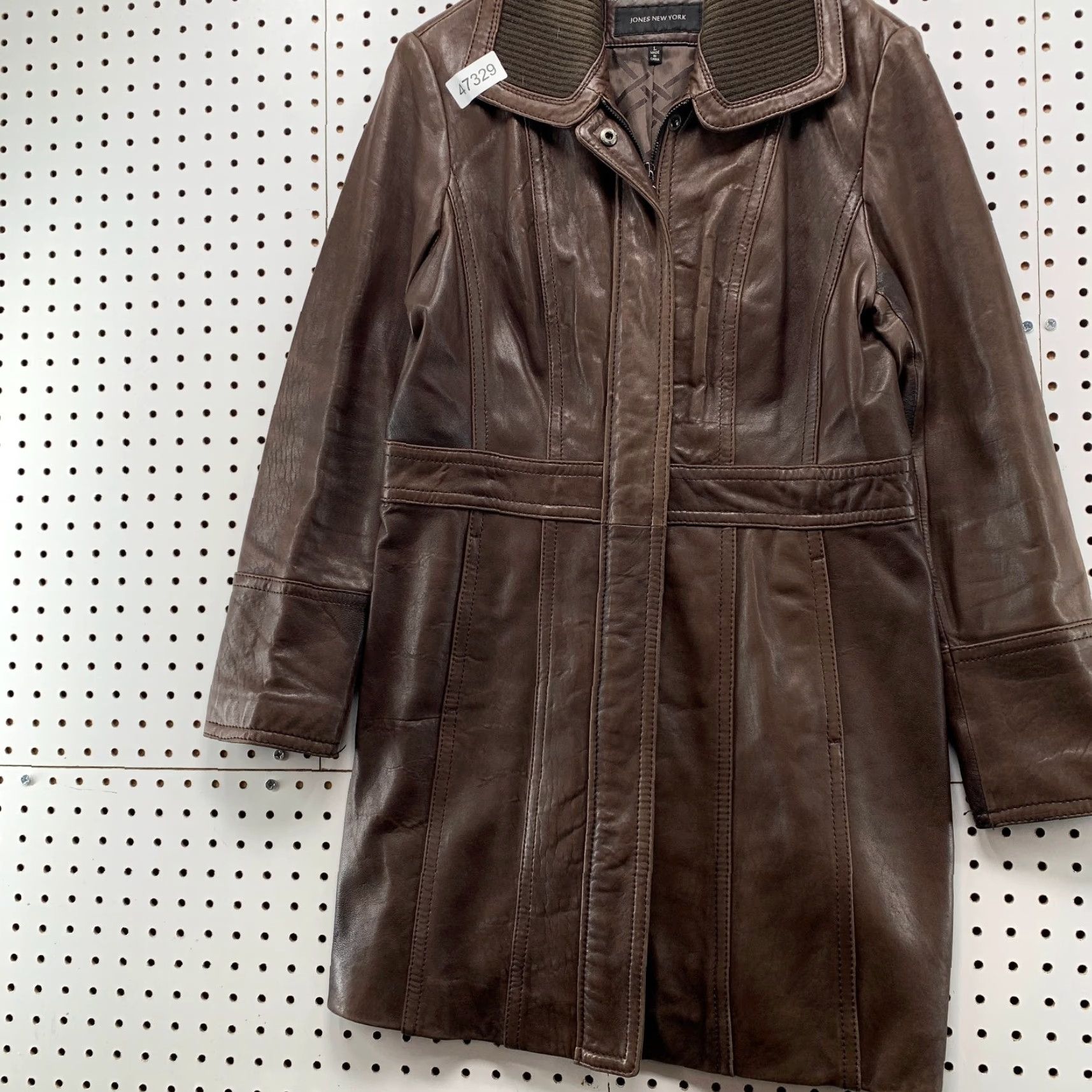Jones New York Jones New York Leather Coat Womens Large Brown Belted Collared Genuine Coat Size L / US 10 / IT 46 - 3 Thumbnail