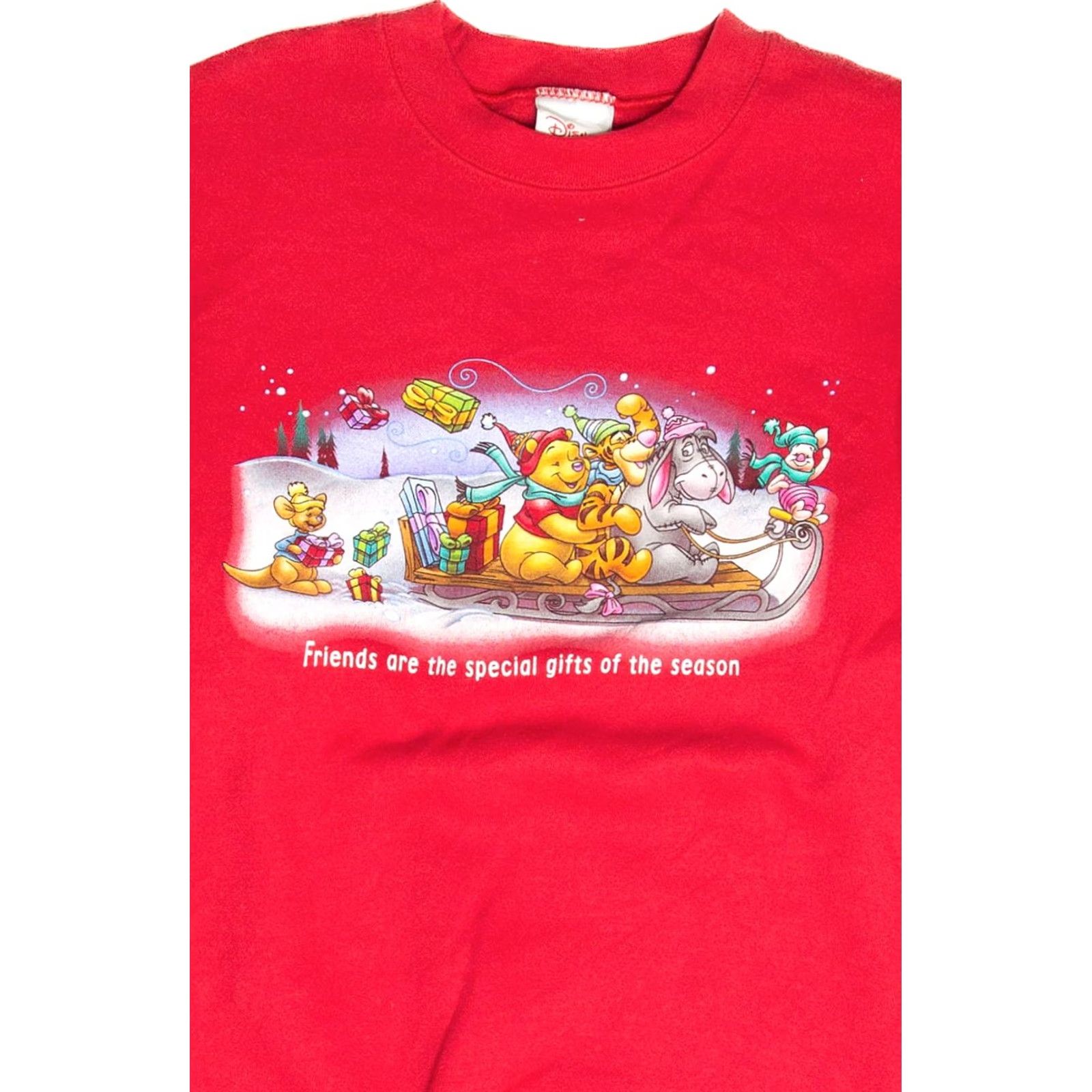 Disney VINTAGE Red Winnie The Pooh Christmas Sweatshirt Disney Shirt Adults Medium Red Cotton / Polyester 80s 90s Christmas Mens Womens Size M / US 6-8 / IT 42-44 - 2 Thumbnail