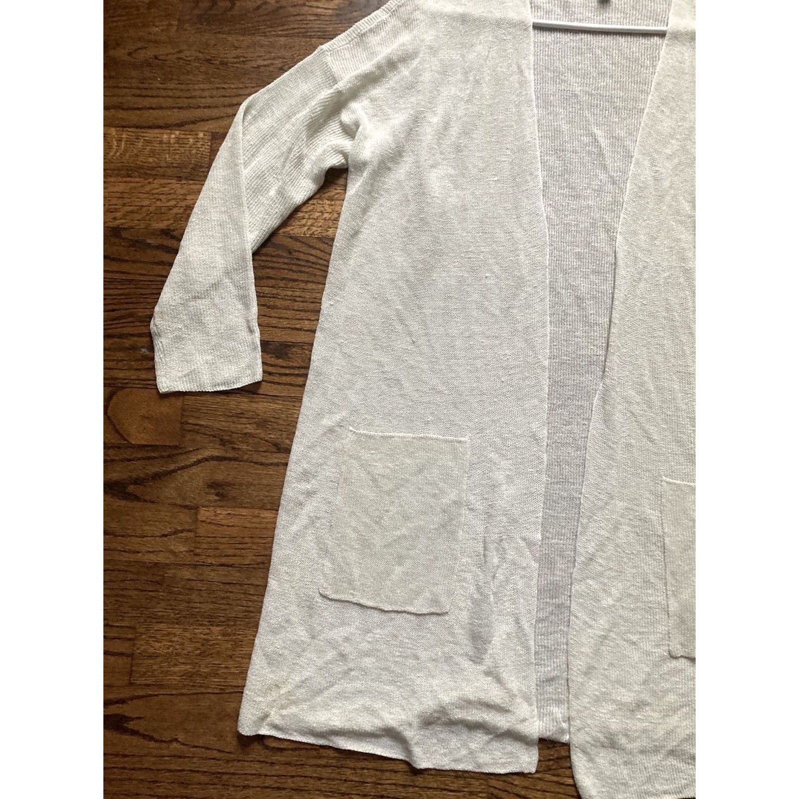 Eileen Fisher Eileen Fisher Cardigan Shirt Womens Small Open Front Italian Yarn Knit Ivory White Long Sleeve Knit Open Front Open Knit Boho Size S / US 4 / IT 40 - 5 Thumbnail
