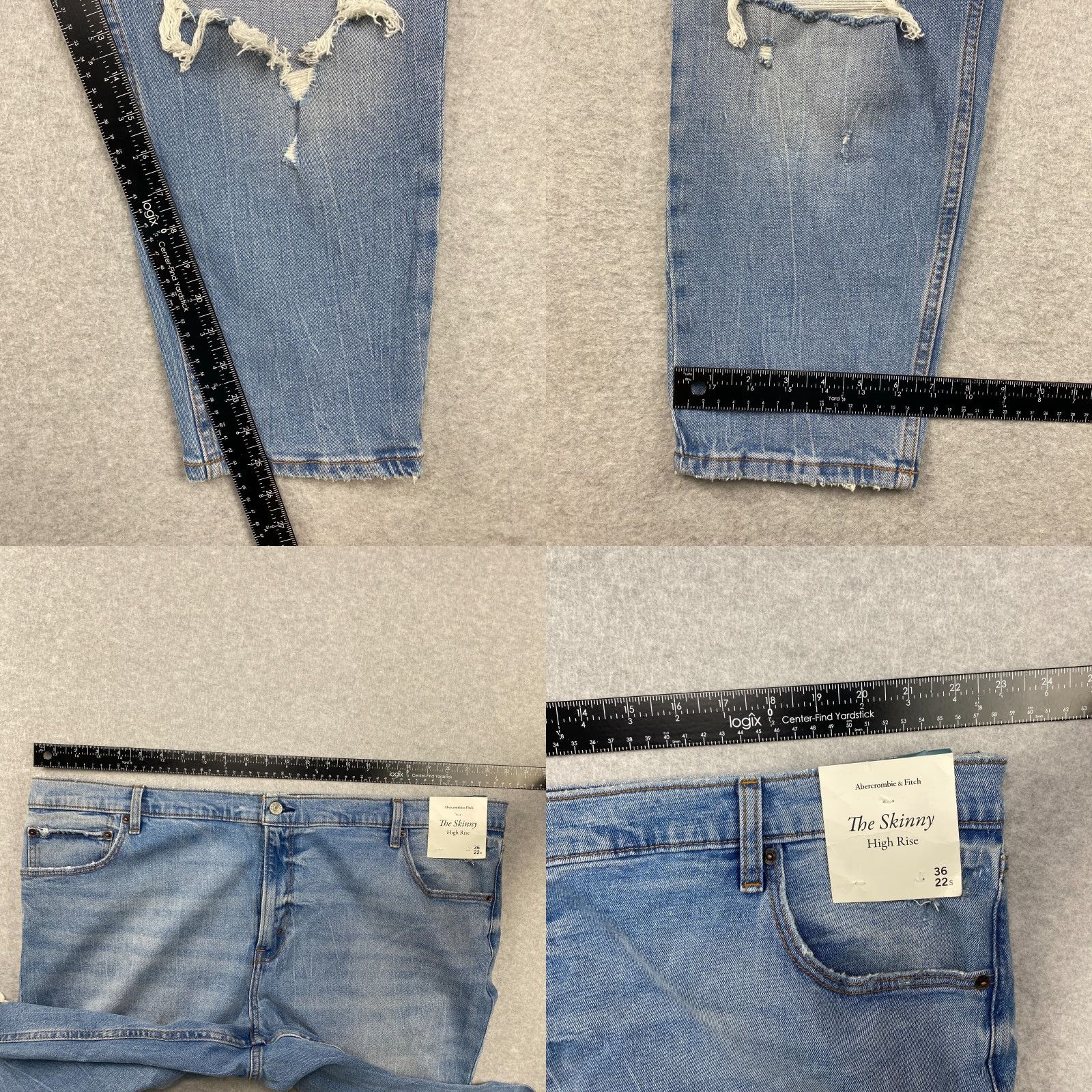 Abercrombie & Fitch Abercrombie & Fitch The Skinny Jeans Womens 22 Short Blue High Rise Stretch NWT Denim 5-Pocket Distressed Buttons Zipper Tapered Modern Girls Mens Size 40" / US 18 - 8 Thumbnail