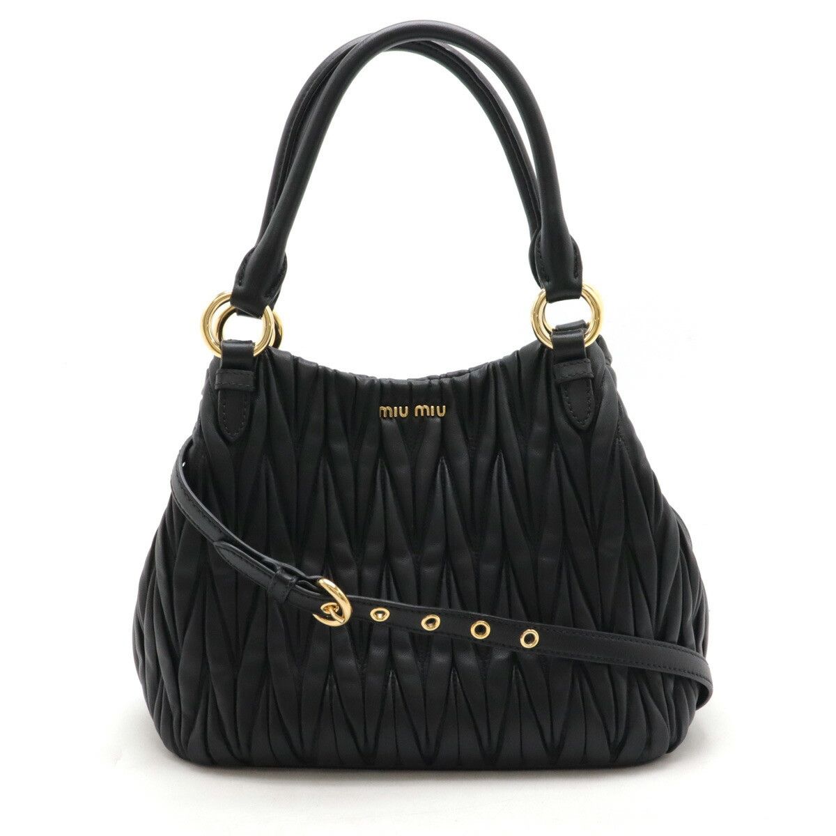 Miu Miu Miu Miu Matelassé Leather 2Way Handbag Leather Shoulder Bag 5Be886 in Black, Women's