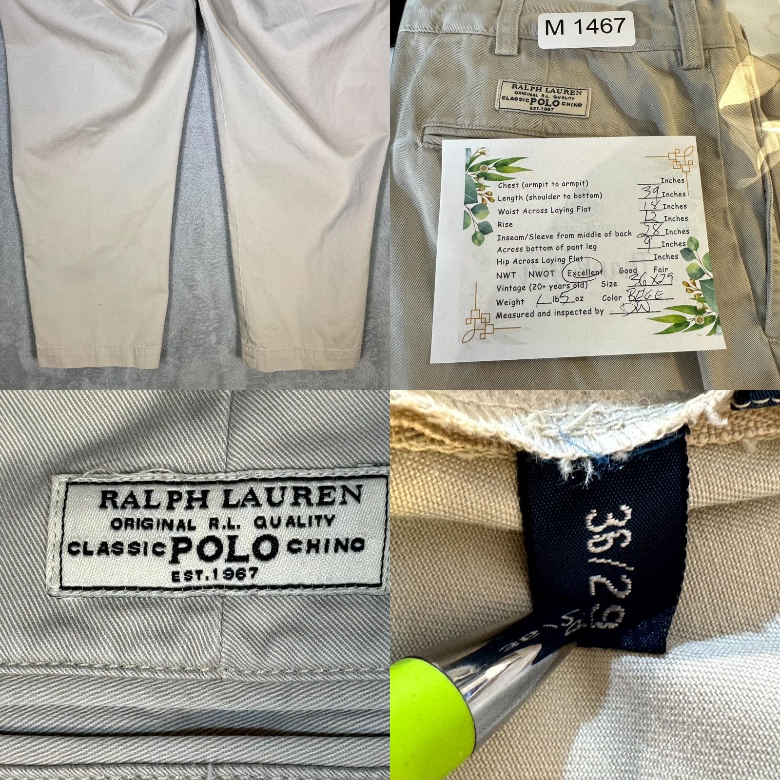 Polo Ralph Lauren Polo Ralph Lauren Prospect Pants 36x29 Beige Cotton Flat Front Mid-Rise Men’s Size US M / EU 48-50 / 2 - 8 Thumbnail