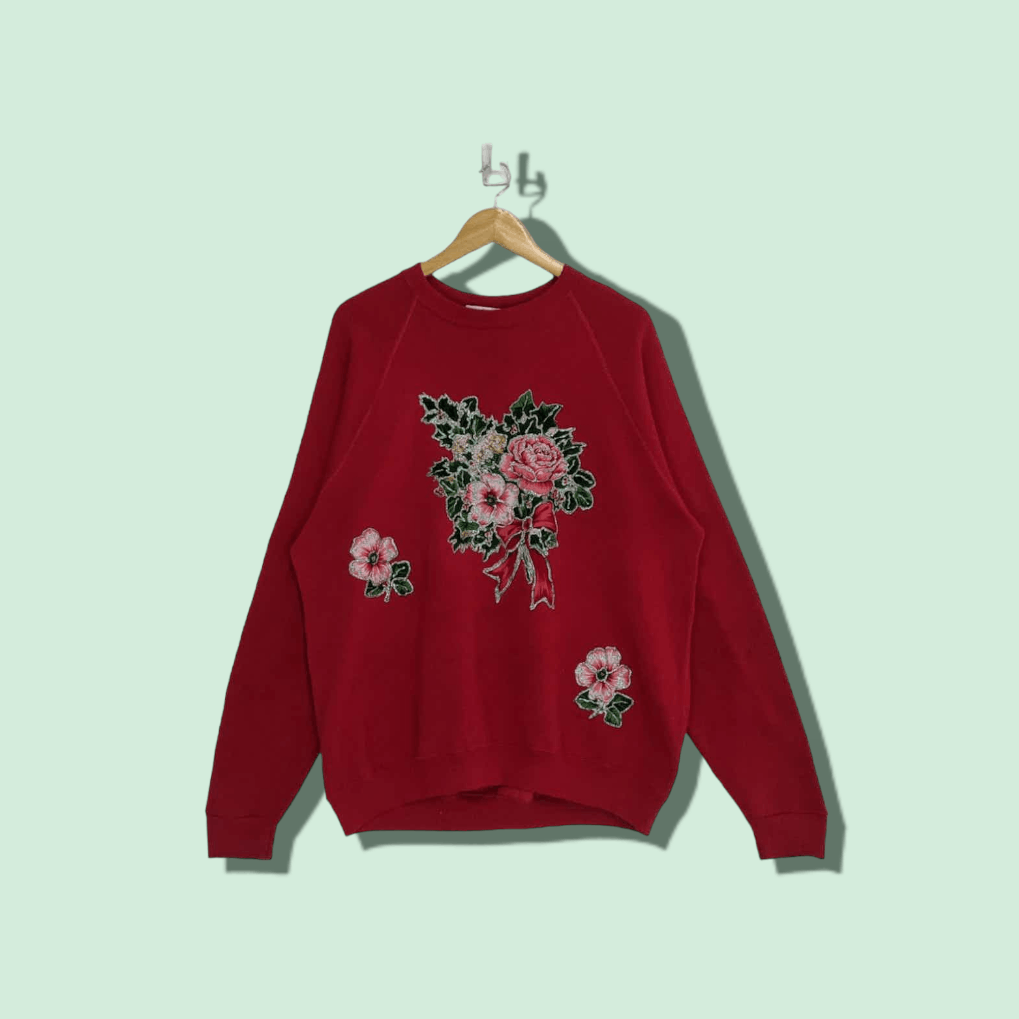Vintage Vintage 90's RIDERS Flower Embroidered Custom Sweatshirt Size US XL / EU 56 / 4 - 1 Thumbnail
