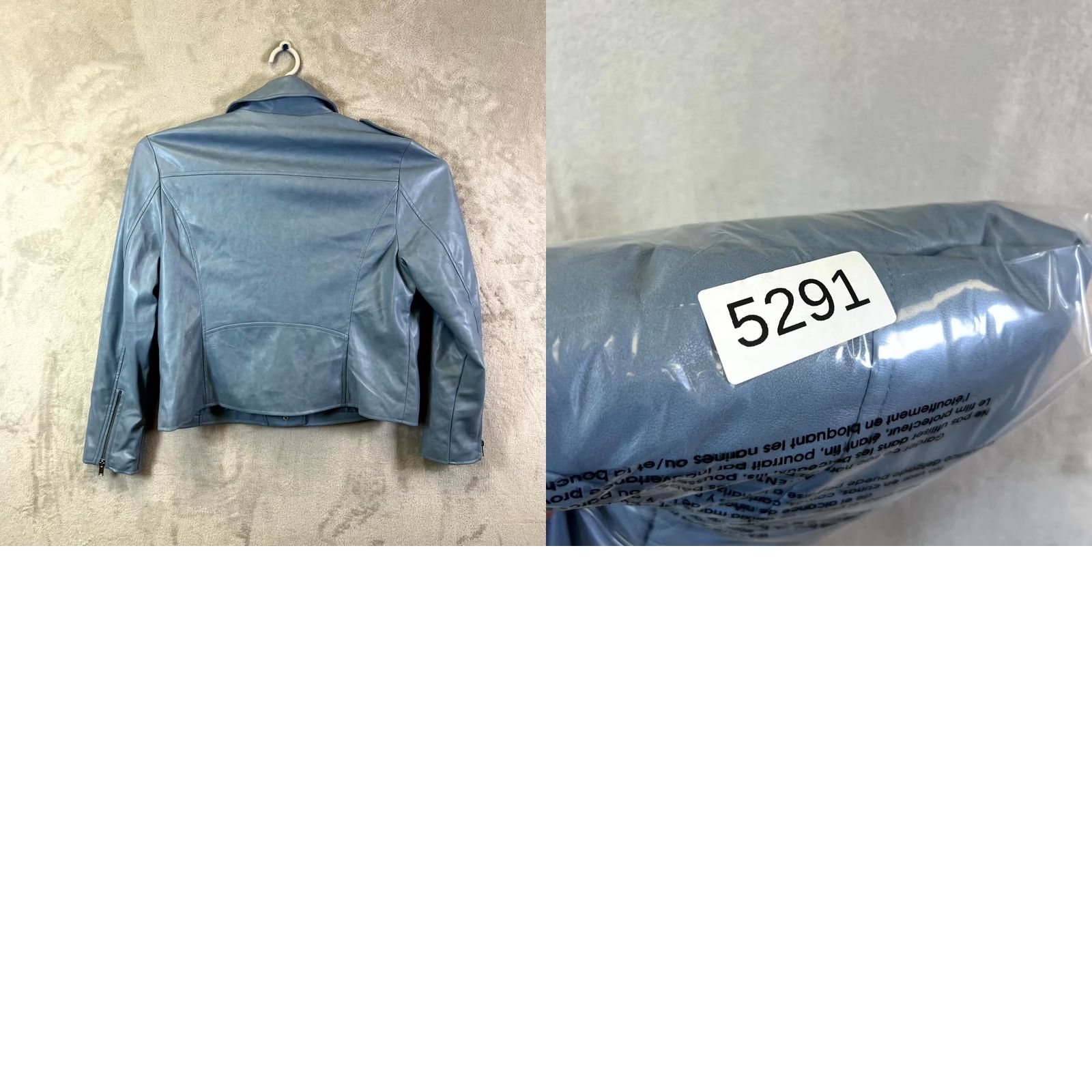 Vintage Bagatelle Biker Jacket Women's XL Blue Faux Leather Cropped Full Zip Jacket Size XL / US 12-14 / IT 48-50 - 8 Thumbnail