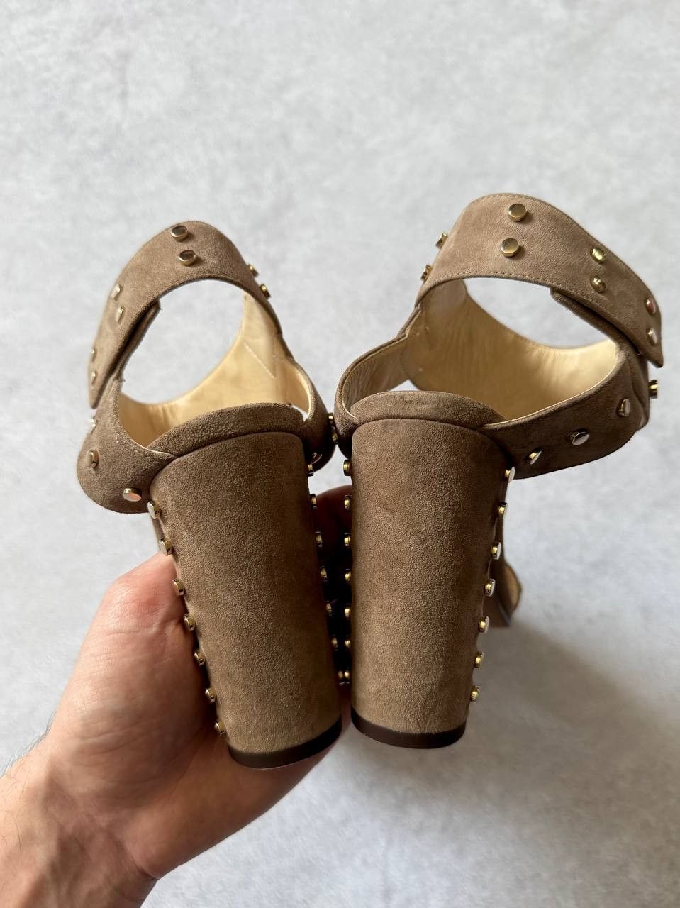 Jimmy Choo Jimmy Choo Studded Suede Block Heel Sandals Size 38 Size US 8 / IT 38 - 6 Thumbnail