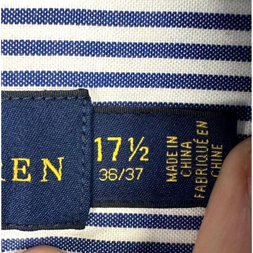 Ralph Lauren Ralph Lauren Shirt Men 17.5 36-37 Blue Pencil Striped Pony Dress Button Up Long Sleeve 100% Cotton Mens Size 48R - 5 Thumbnail