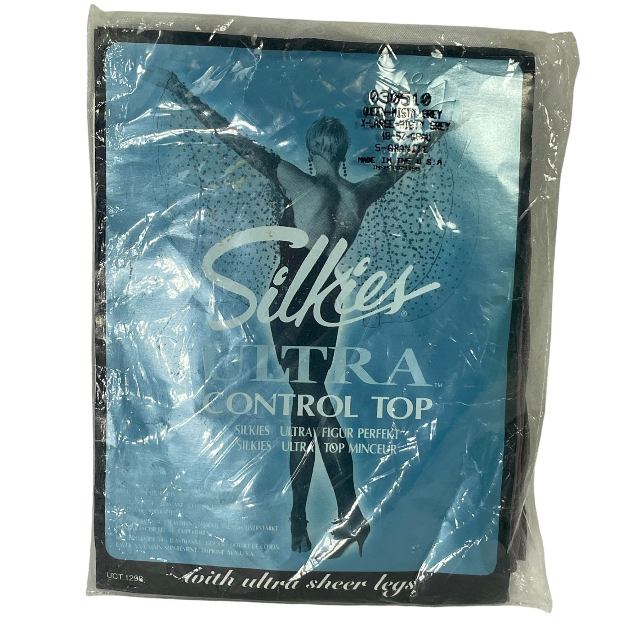 Vintage Silkies Ultra Control Top Pantyhose Queen XL Misty Grey With Size ONE SIZE - 1 Thumbnail