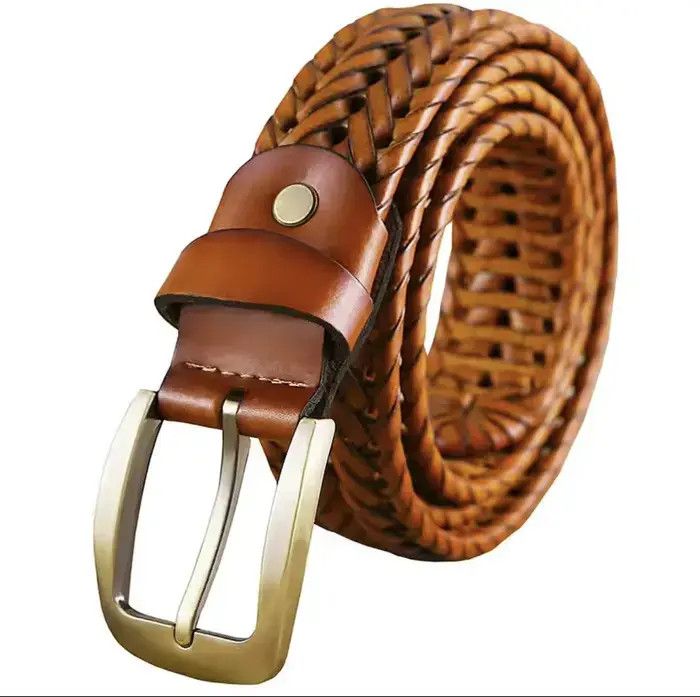 Designer Braided belt cow skin with faux leather waist strap Size ONE SIZE - 5 Thumbnail