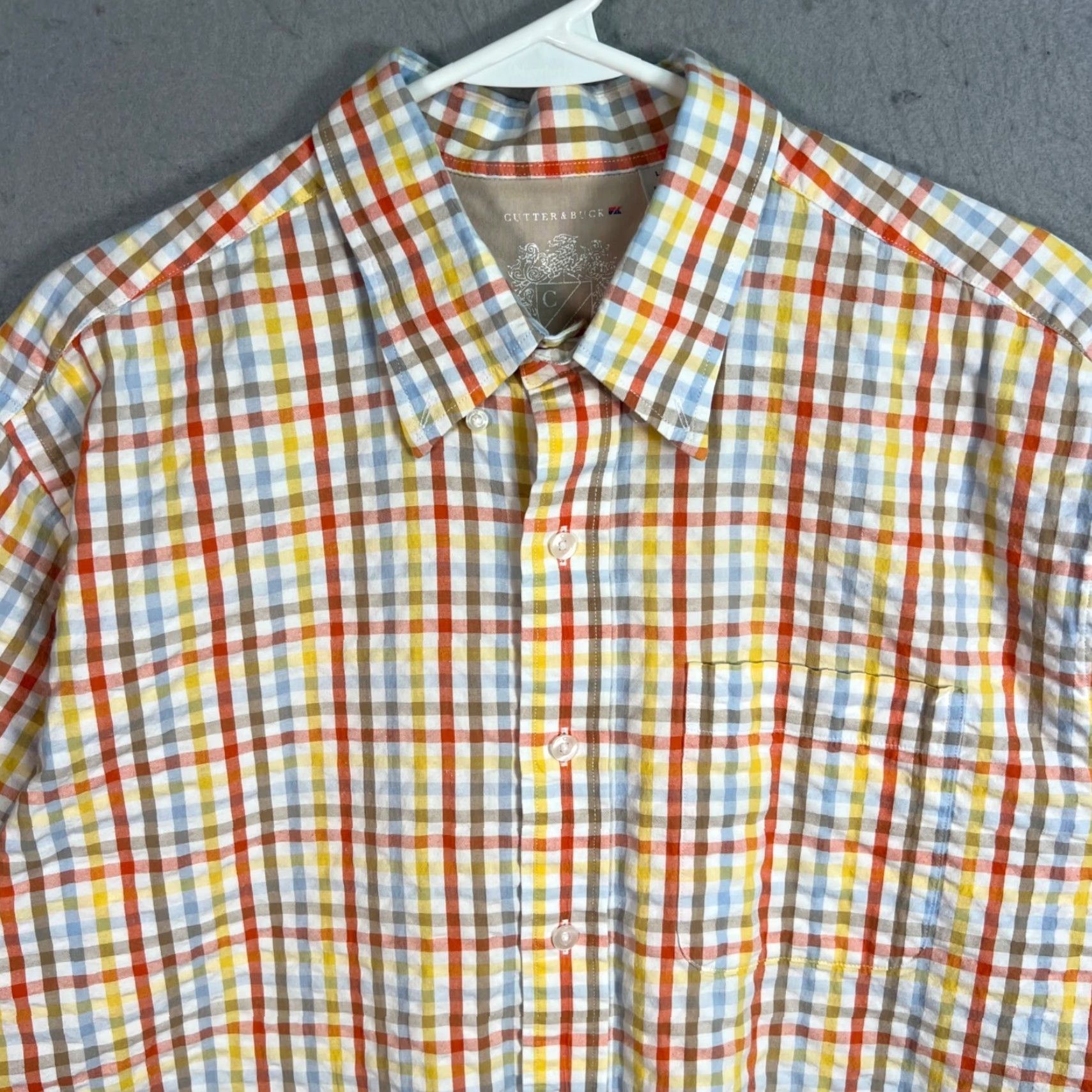 Cutter & Buck Cutter & Buck Mens Short Sleeve Plaid Button Shirt L Multicolor Cotton 100% Button-Down Collar Casual Size US L / EU 52-54 / 3 - 6 Thumbnail