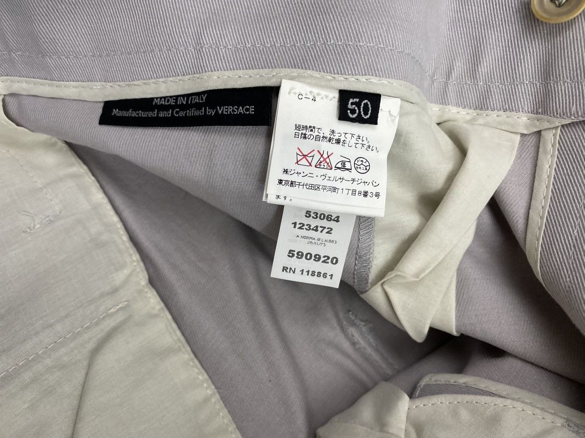 Versace Versace 🇮🇹 Smoke Purple Twill Brass Buckle Cargo Pants 50 NEW Size US 34 / EU 50 - 8 Thumbnail