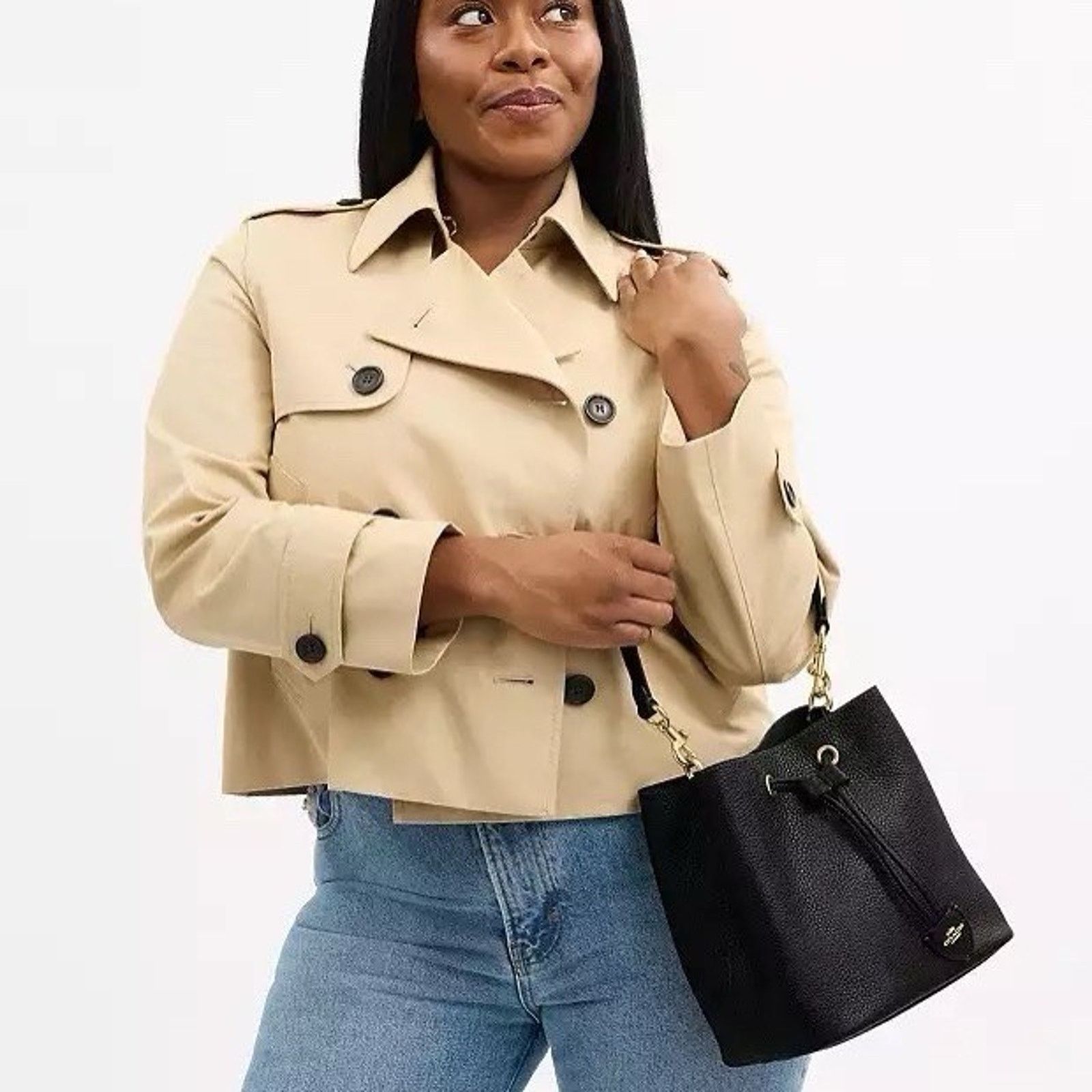 Coach NWT Coach Rowan Bucket Bag Leather CBH06 Gold/Black Size ONE SIZE - 6 Thumbnail