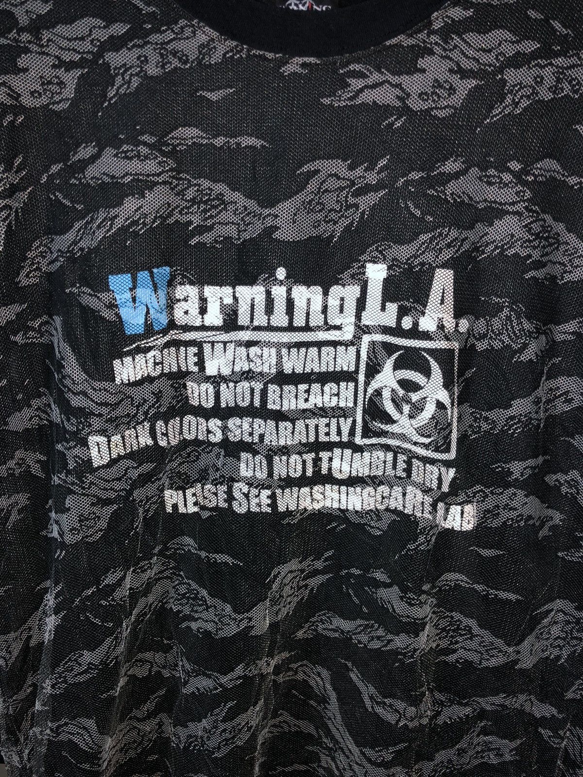 Japanese Brand Street Gear WARNING Biohazard Mesh Tribal Layered T-Shirt Size US L / EU 52-54 / 3 - 3 Thumbnail