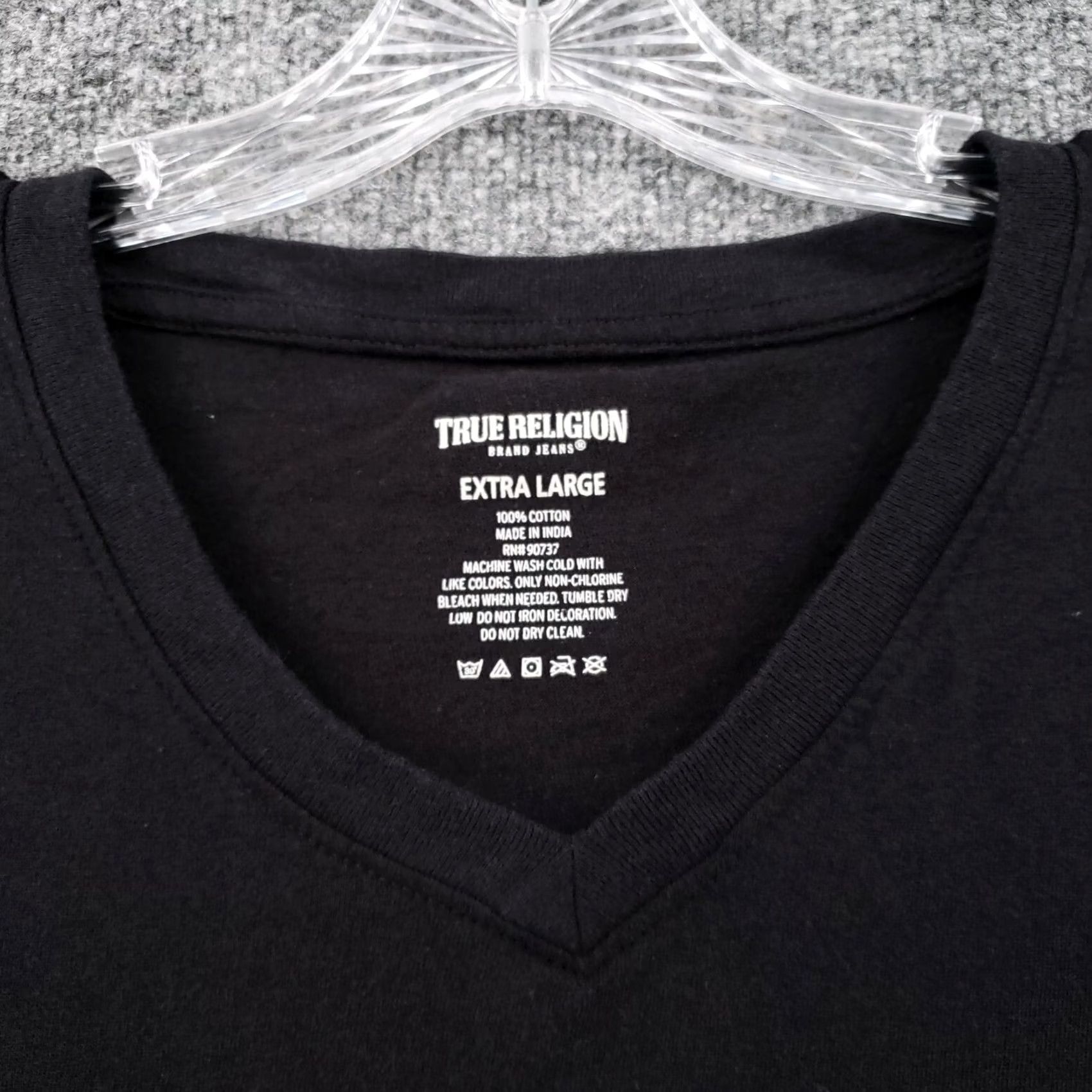 True Religion True Religion Shirt Mens XL Black Short Sleeve Horseshoe Spellout Pullover Tee Size US XL / EU 56 / 4 - 5 Thumbnail