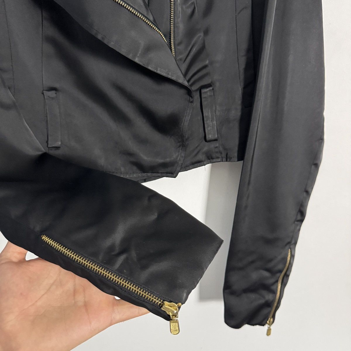 Dolce & Gabbana Dolce & Gabbana 1990s Cropped Biker Jacket Black Blazer Size L / US 10 / IT 46 - 16 Thumbnail