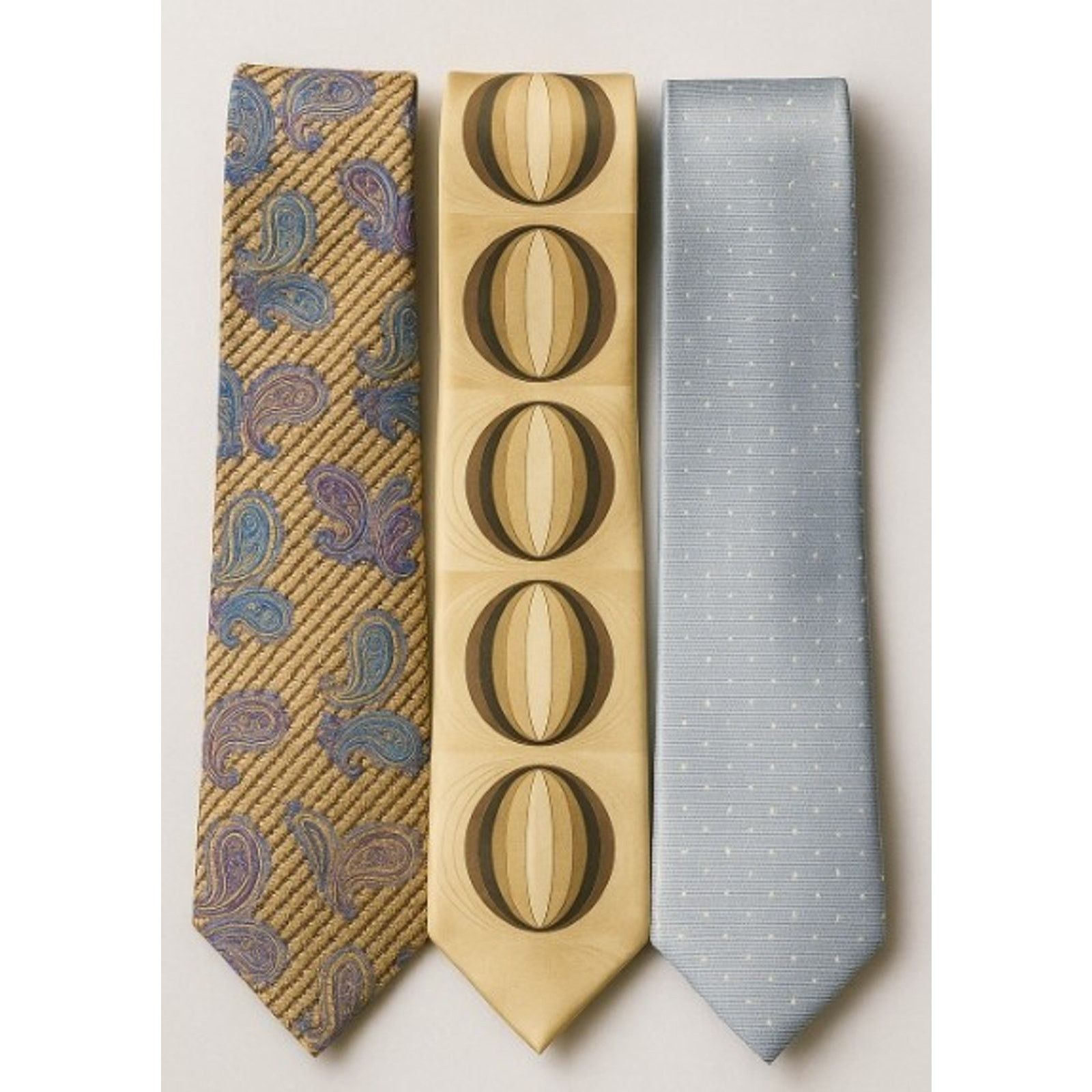Other 3 Silk Ties Blue Gold Paisley Silver Dot Cream Medallion Size ONE SIZE - 1 Thumbnail