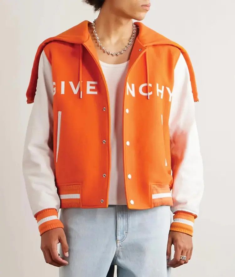 Givenchy o1w1db10325 Hood Varsity Wool in Orange/White Size US XXL / EU 58 / 5 - 3 Thumbnail