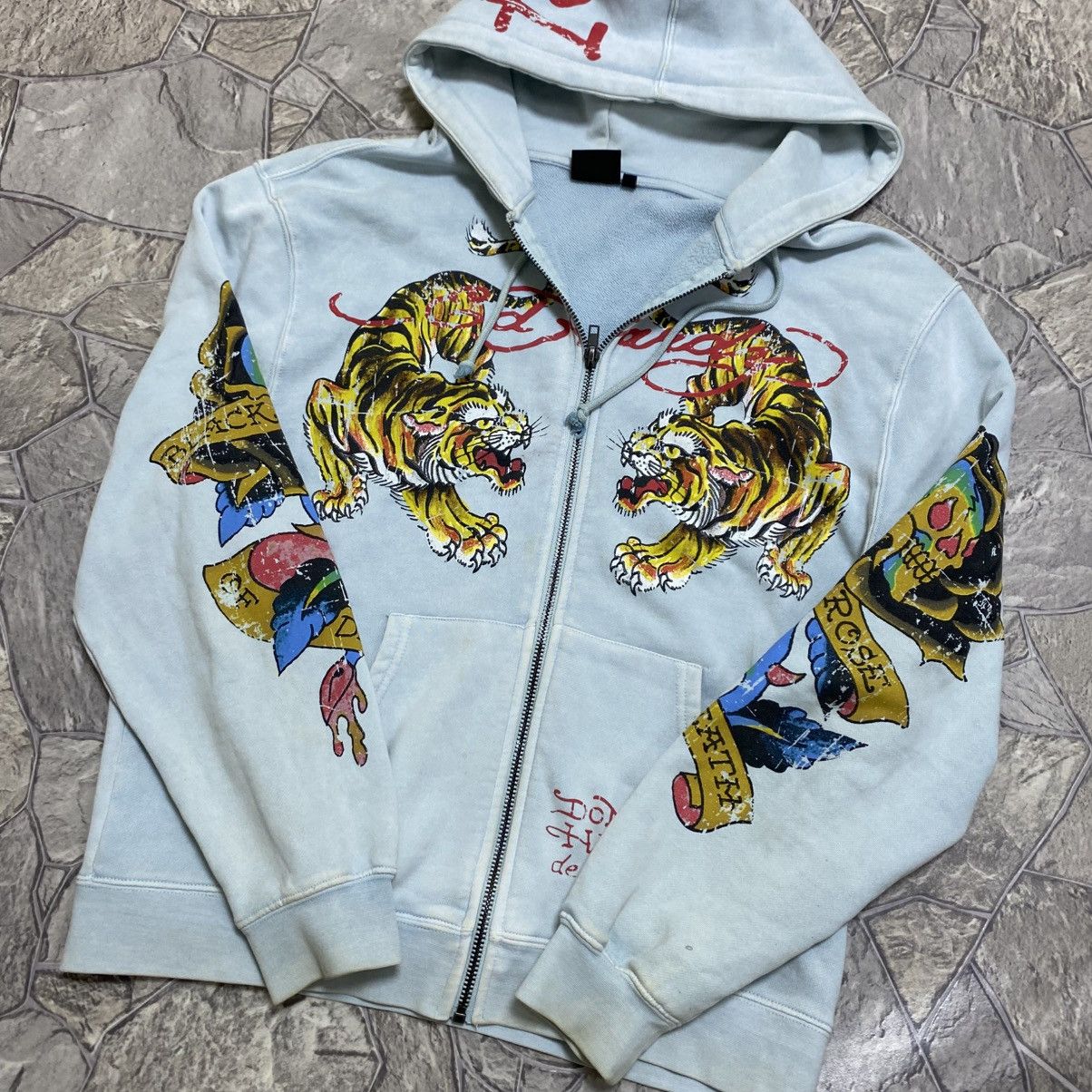 Ed Hardy Vintage Ed Hardy Zip Hoodie All Print By Christian Audigier Size US M / EU 48-50 / 2 - 2 Thumbnail