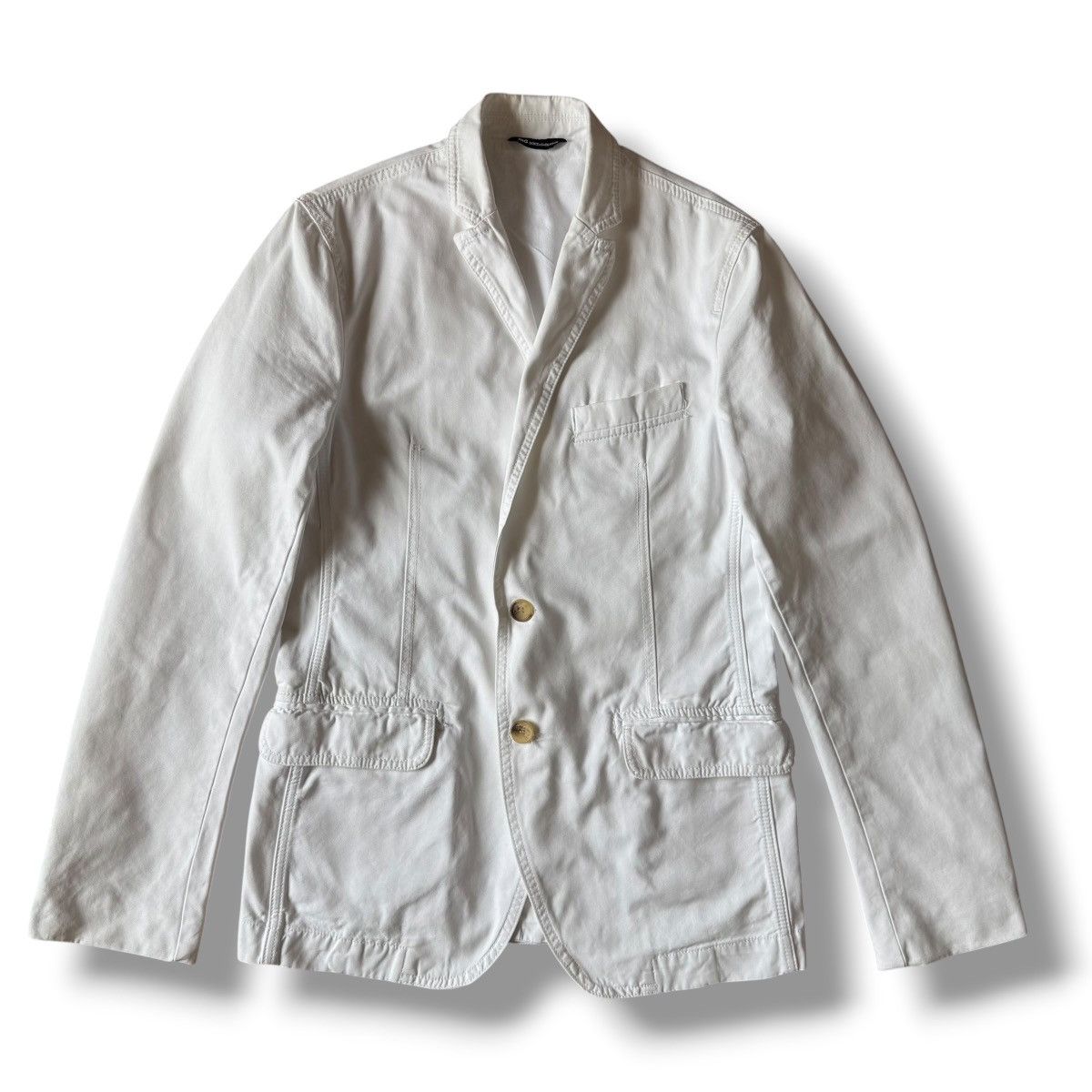 Dolce & Gabbana Dolce & Gabbana White Cotton Single Breast Coat Size 46S - 3 Thumbnail