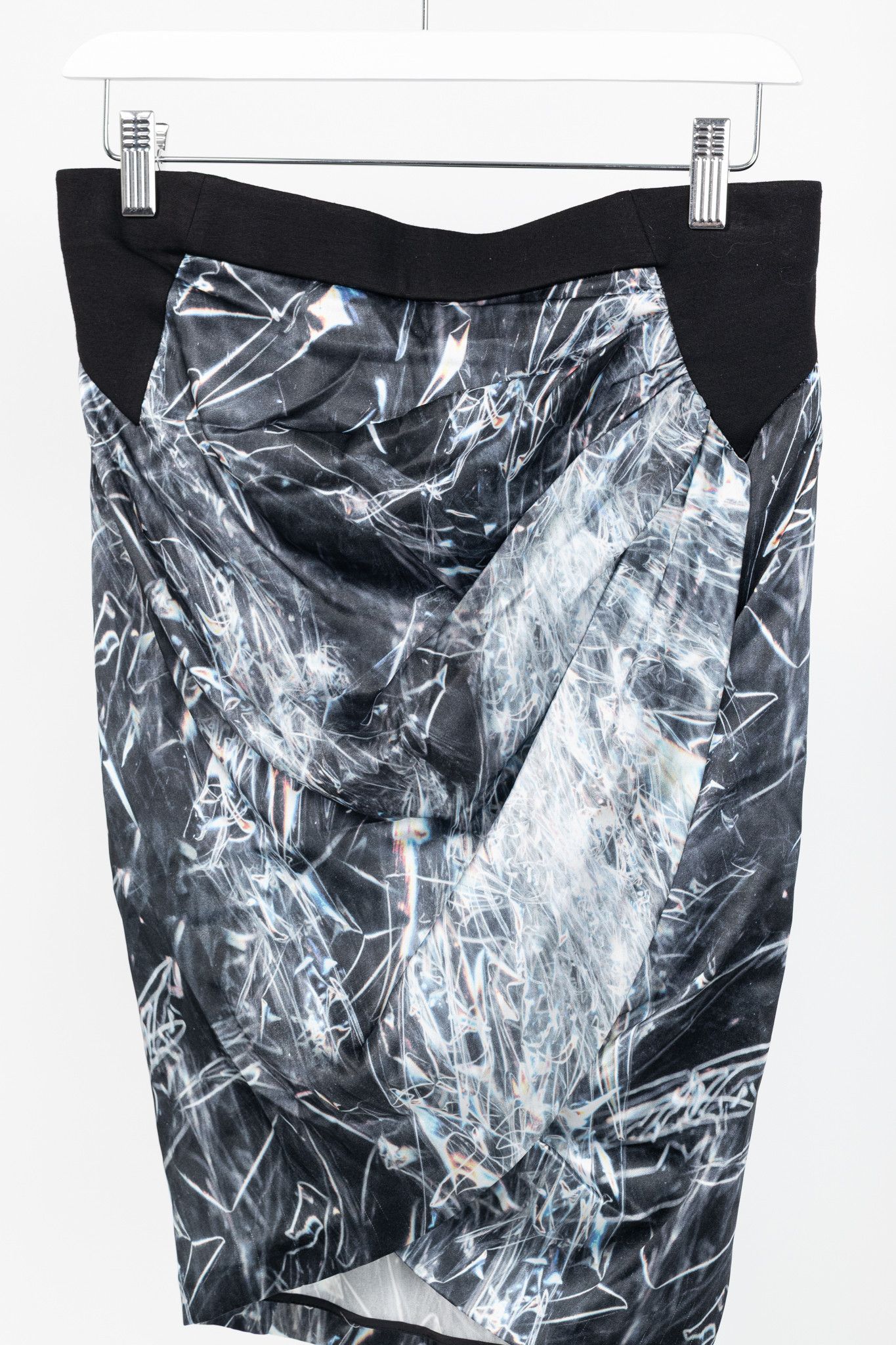 Helmut Lang Helmut Lang Cellophane-Print Stretch-Silk Knee-Length Skirt Size 28" / US 6 / IT 42 - 3 Thumbnail