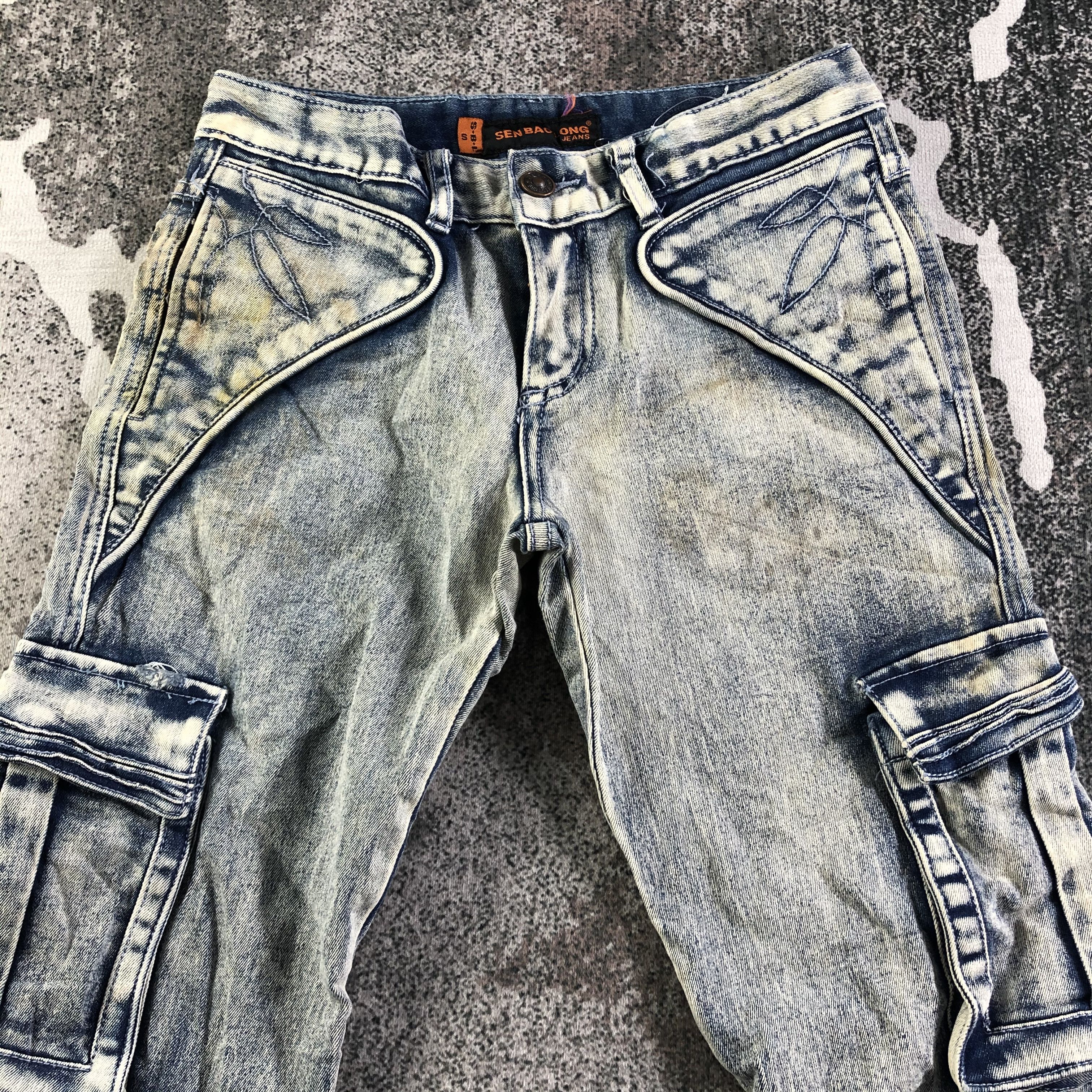 Japanese Brand Vintage Japanese Cargo Jeans Dirty Wash Denim KJ3058 Size US 27 - 3 Thumbnail