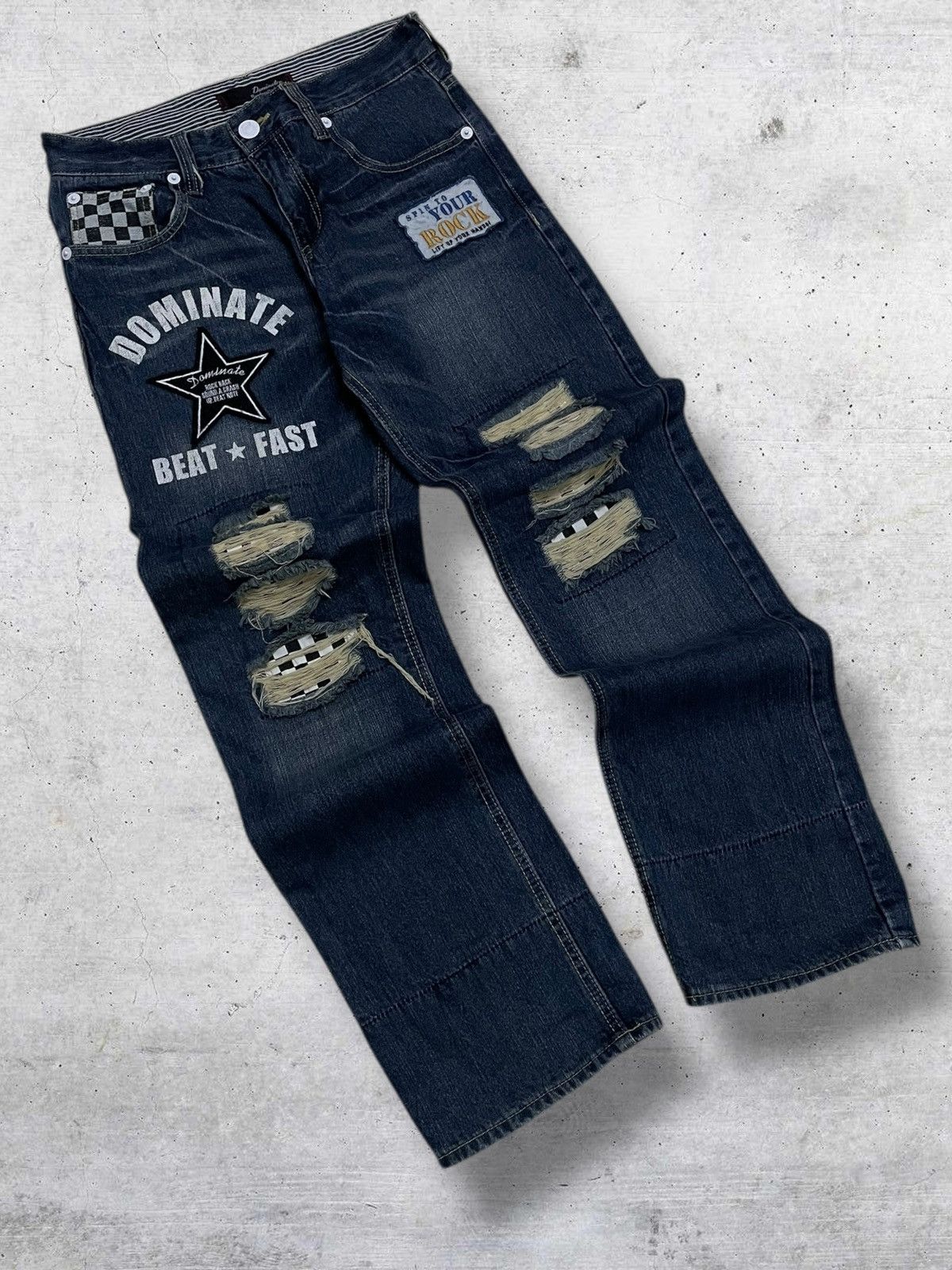 Hysteric Glamour VINTAGE DOMINATE CRAFTED OG DESIGNER JAPAN RIPPED PATCHWORK Size US 31 - 2 Thumbnail