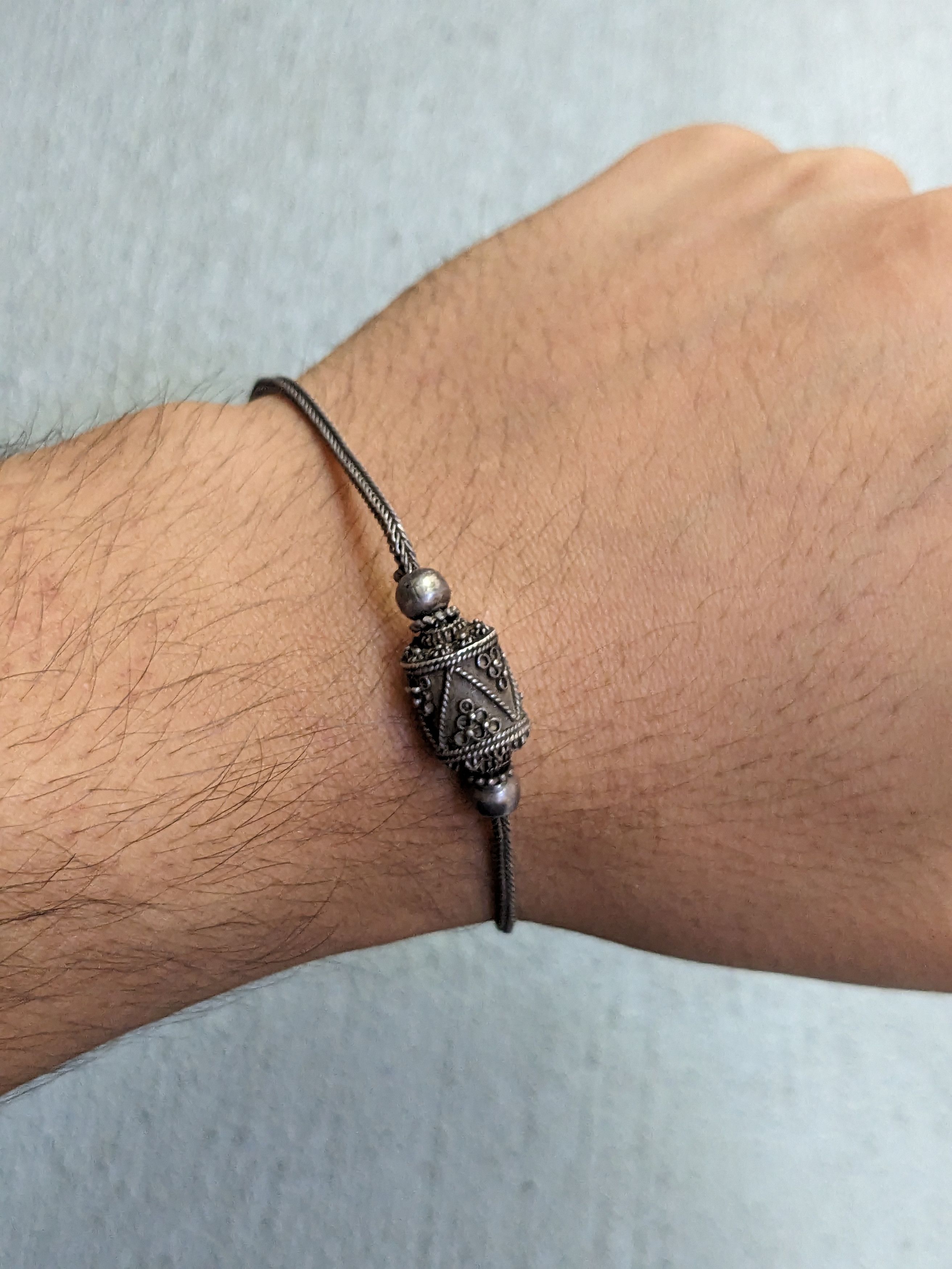Jewelry × Vintage Vintage Sterling Silver Bracelet 7.25" Wheat Foxtail Bead Size ONE SIZE - 10 Thumbnail