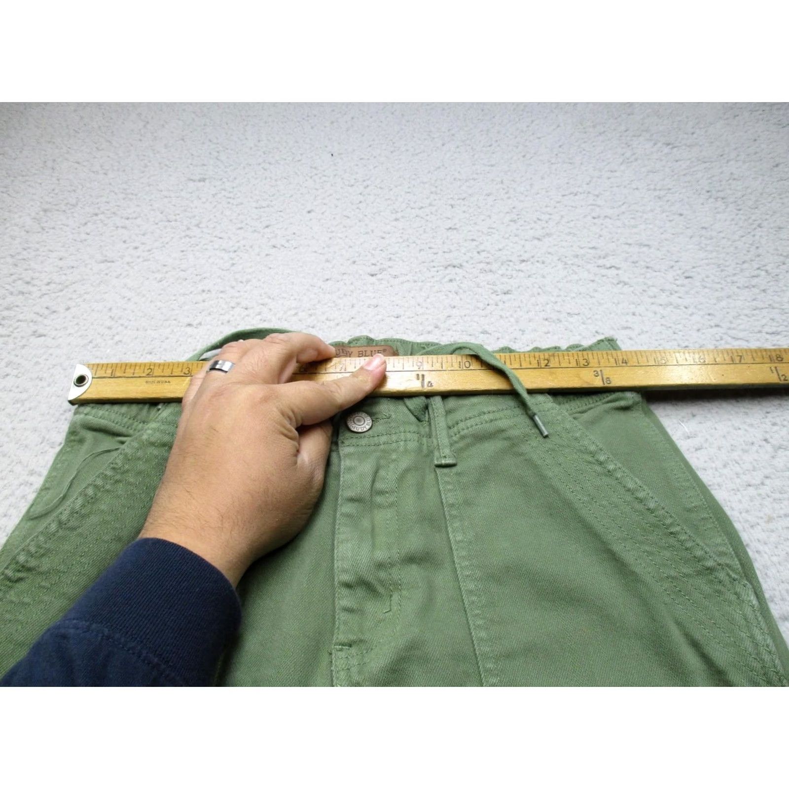 Vintage Judy Blue Pants Womens 5/27 Green Garment Dyed Utility Drawstring Twill Chino Pockets Stretch Straight 29in Inseam Womens Size 27" / US 4 / IT 40 - 2 Thumbnail