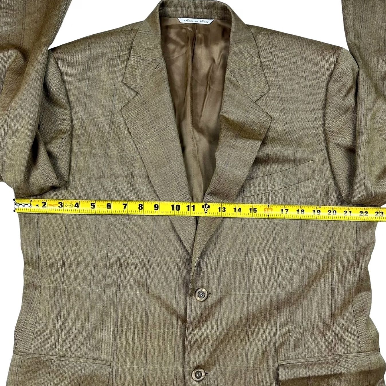 Canali Canali Blazer Men 100% Wool Brown Windowpane Plaid 2-Button Italy 44R Jacket Size 44R - 7 Thumbnail
