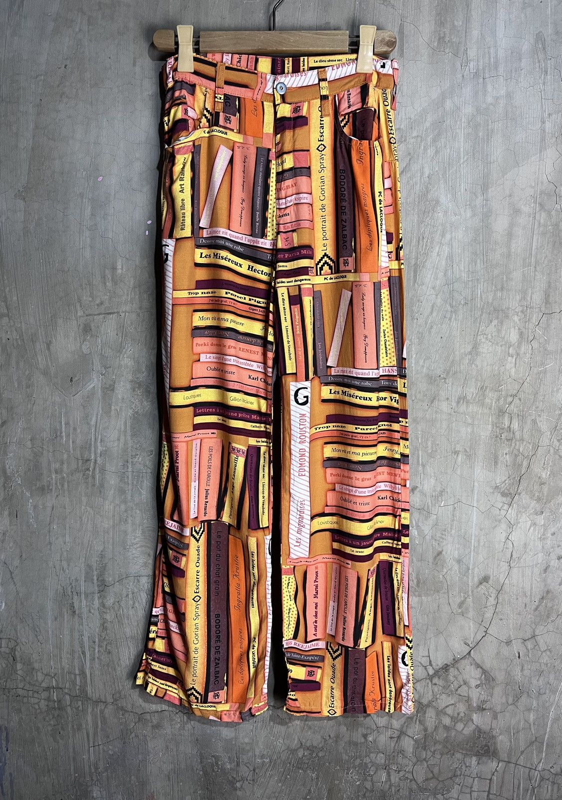 Jean paul gaultier - Book shelf parody rayon printed pants