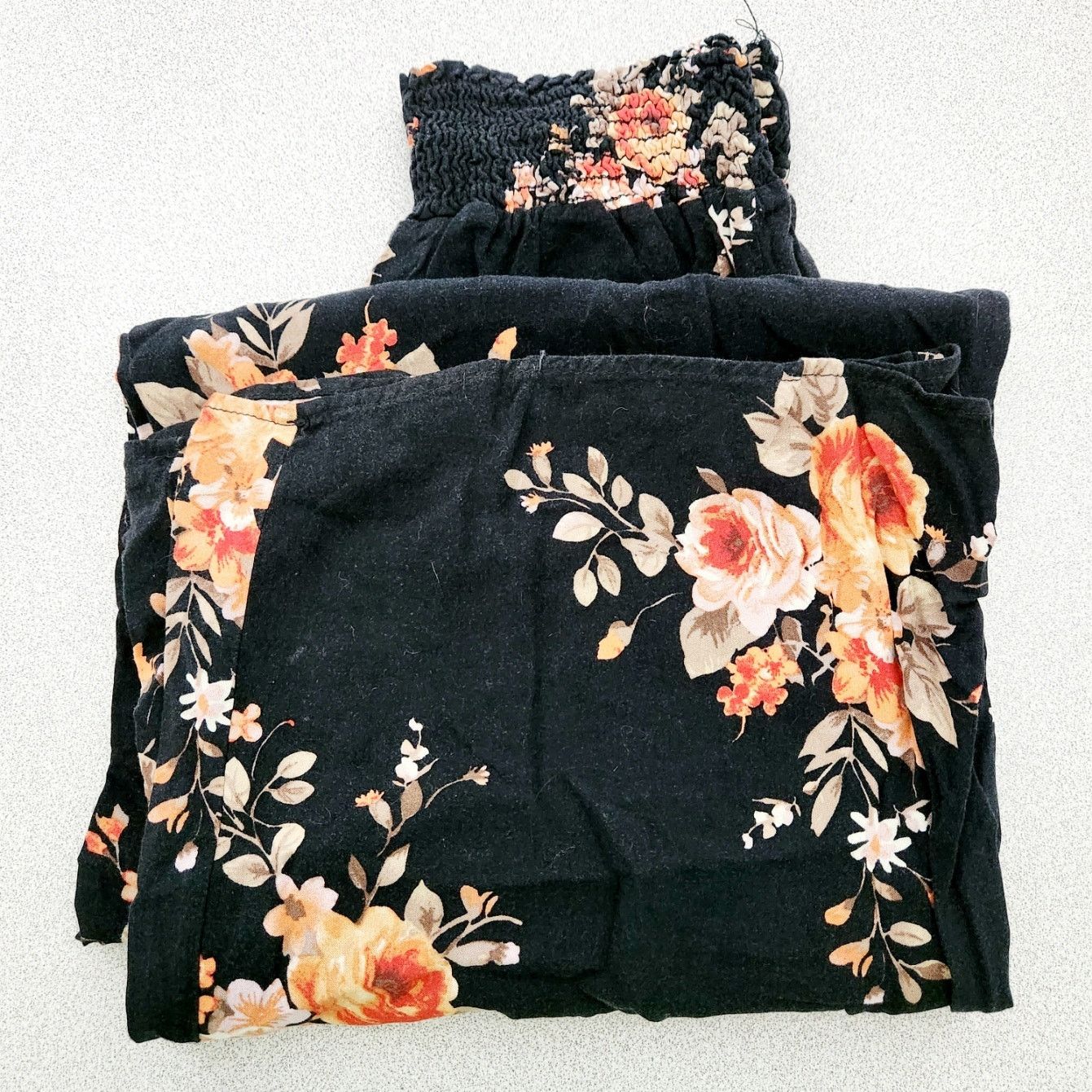 Other M. Fasis Black Orange Floral Print Wide Leg Palazzo Pants M Size 22" - 6 Thumbnail