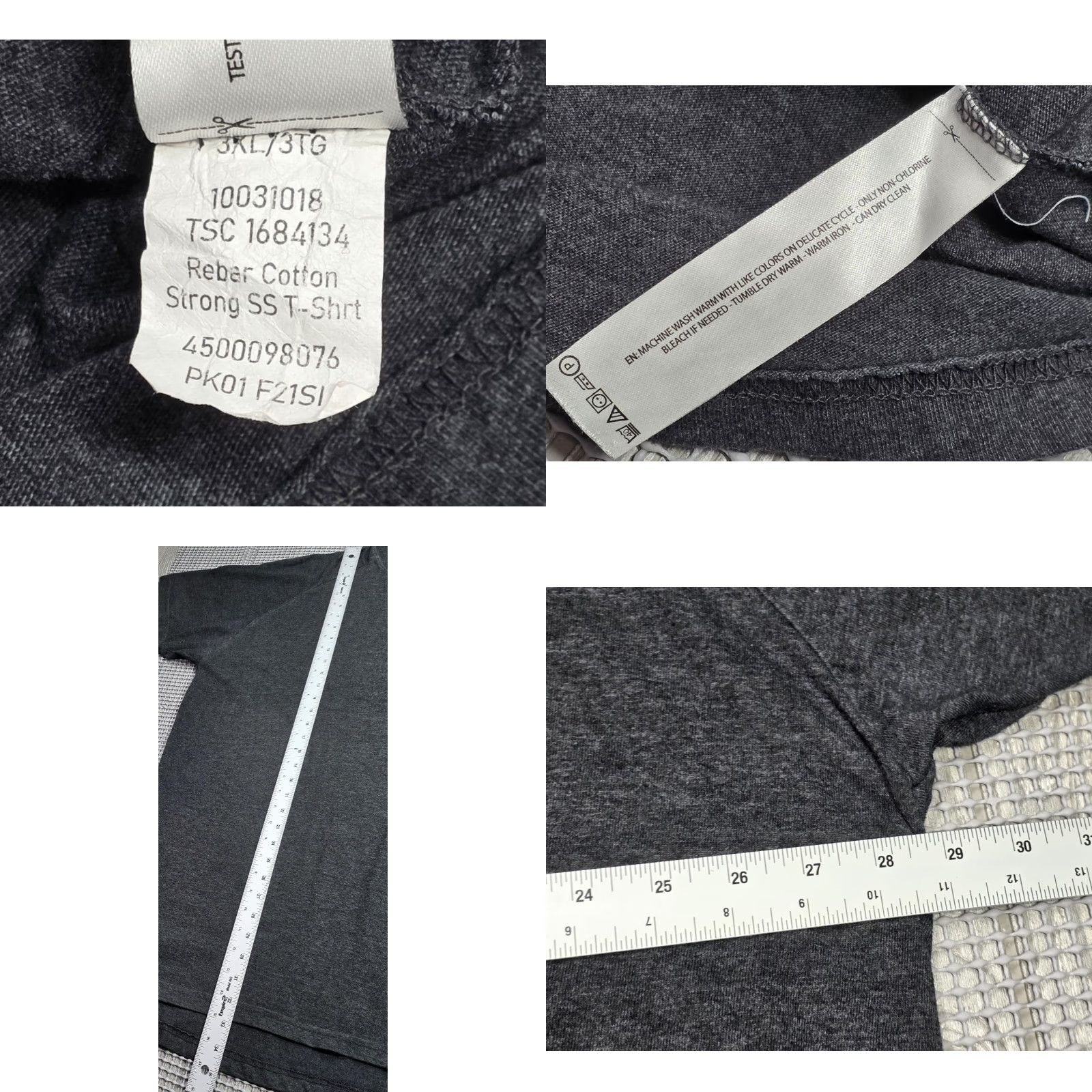 Ariat Ariat Men's Short Sleeve T-Shirt Pocket Gray Cotton 3XL Crew Neck Solid Rebar Size US 39 - 8 Thumbnail