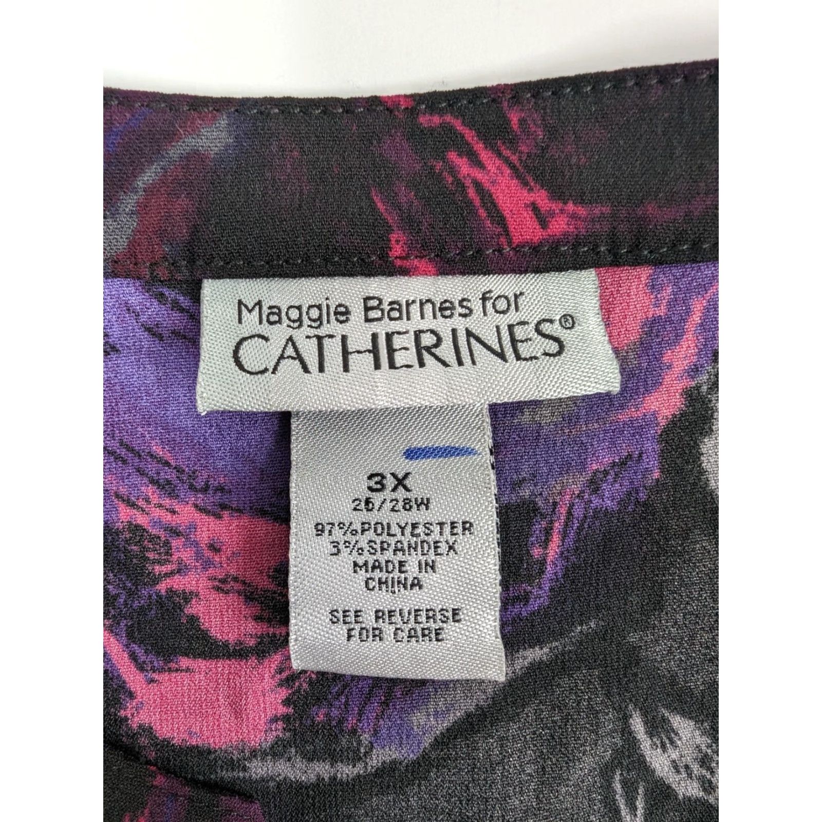 Vintage Maggie Barnes Womens Plus Size 3X Button Up Tunic V-Neck Roll Tab Sleeve Abstract Purple Size XXL / US 16-18 / IT 52-54 - 7 Thumbnail