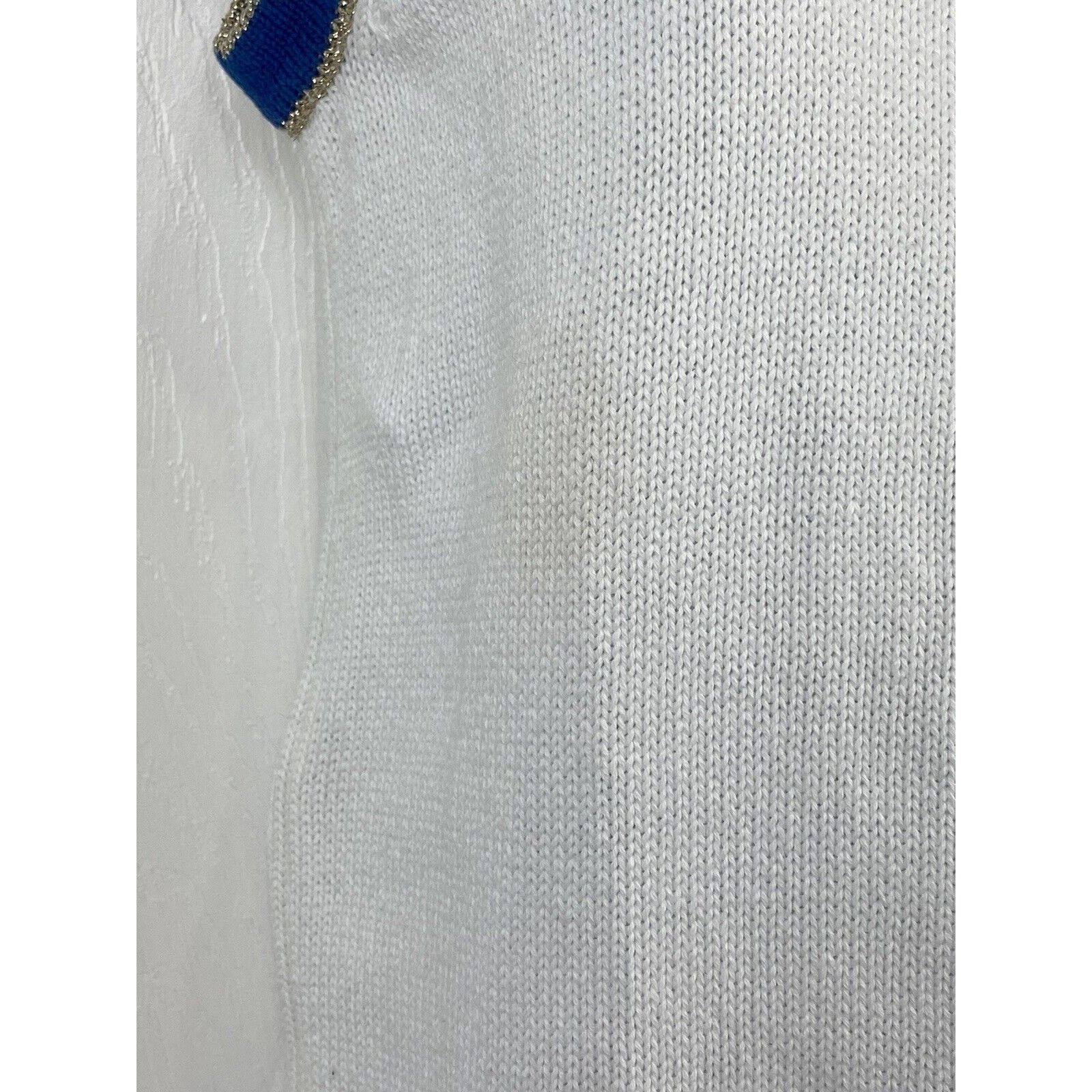 Bloomingdale's Bloomingdales Women's White Blue Gold Knit Sheath Dress S Size S / US 4 / IT 40 - 3 Thumbnail